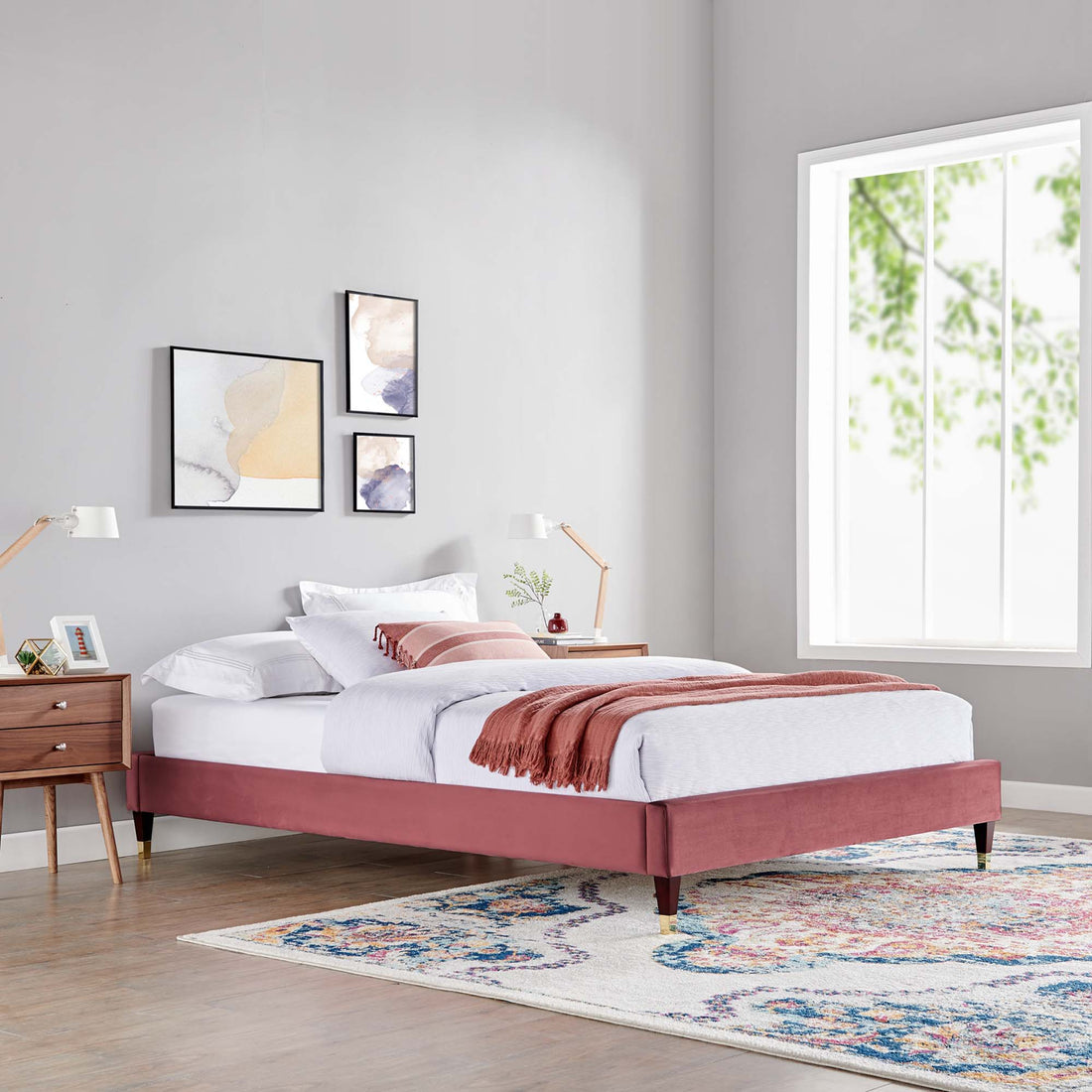 Harlow Performance Velvet Platform Bed Frame by Modway