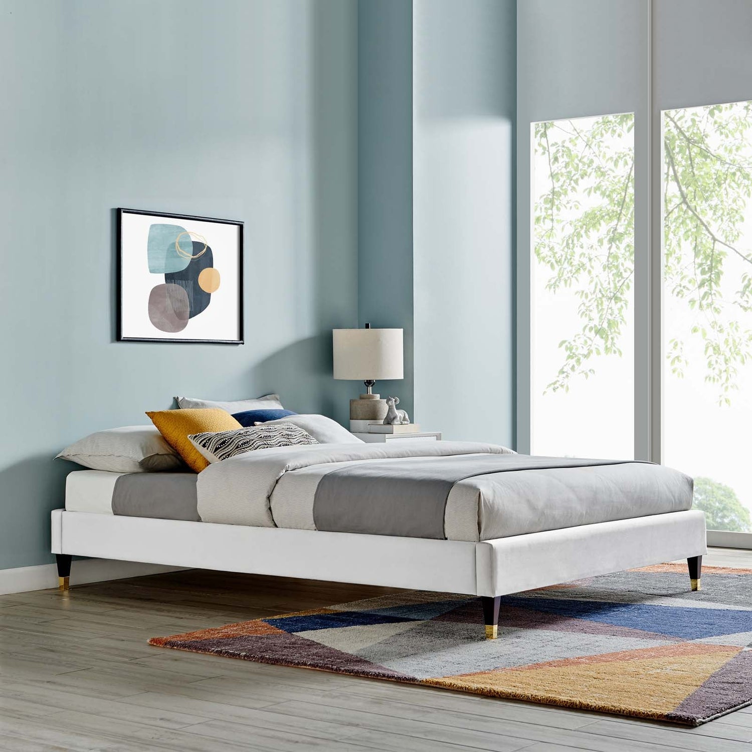 Harlow Performance Velvet Platform Bed Frame By HouseBean