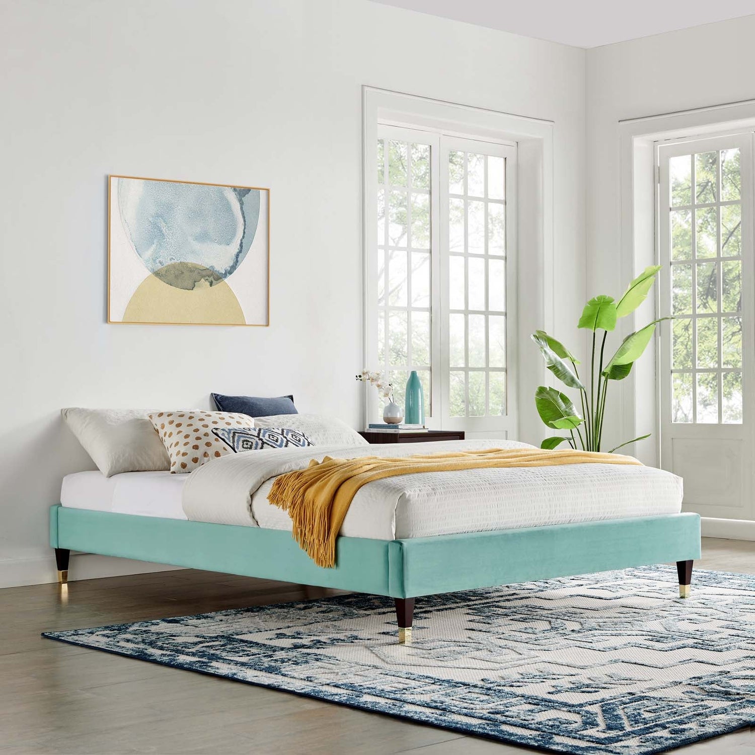 Harlow Performance Velvet Platform Bed Frame By HouseBean