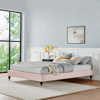 Harlow Performance Velvet Platform Bed Frame By HouseBean