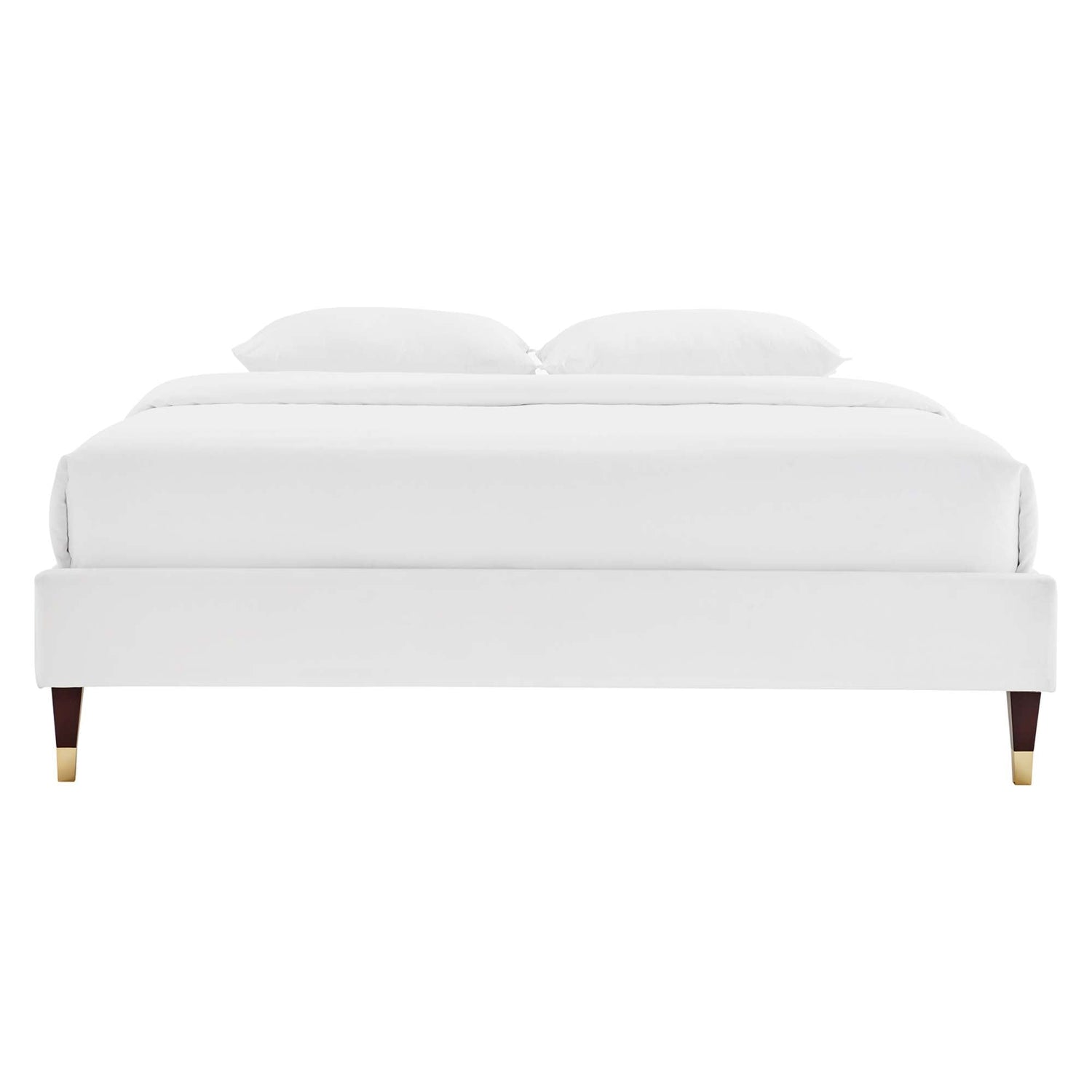 Current Performance Velvet Platform Bed With Wood and Gold Legs by Modway