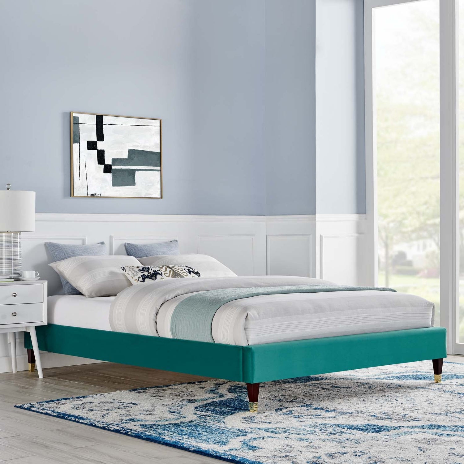 Harlow Performance Velvet Platform Bed Frame By HouseBean