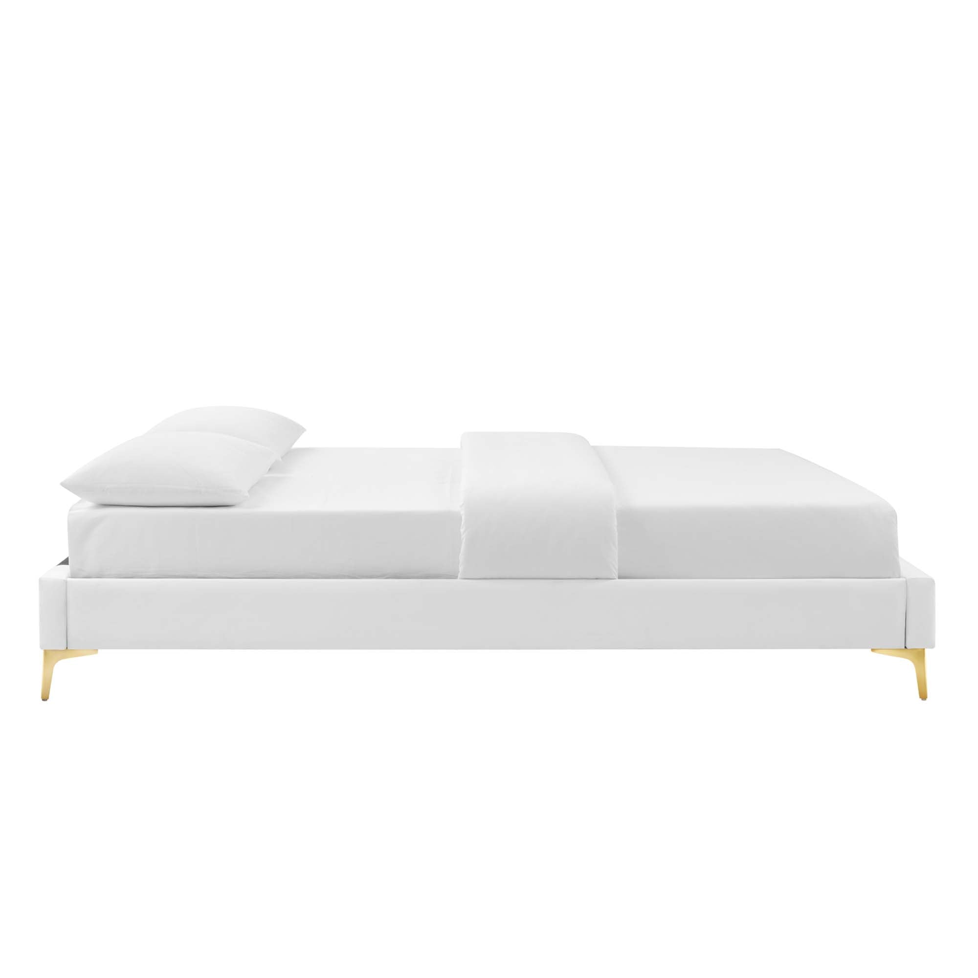 Gwyneth Tufted Performance Velvet Platform Bed With Gold Metal Legs by Modway