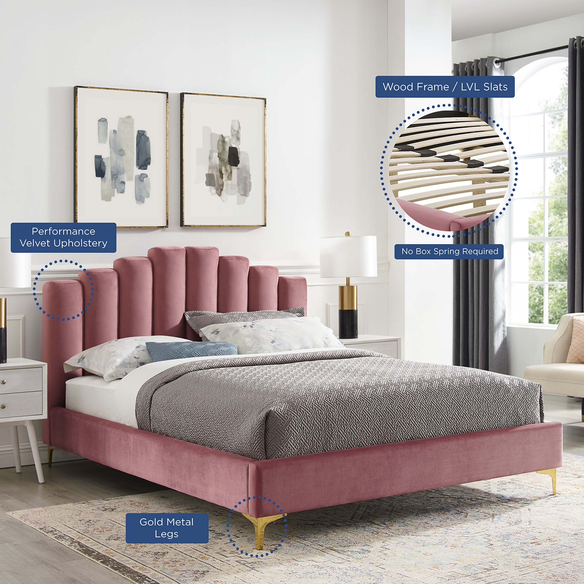 Olivia Performance Velvet Platform Bed by Modway