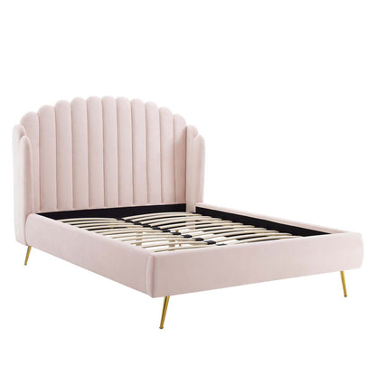 Lana Performance Velvet Wingback Platform Bed by Modway