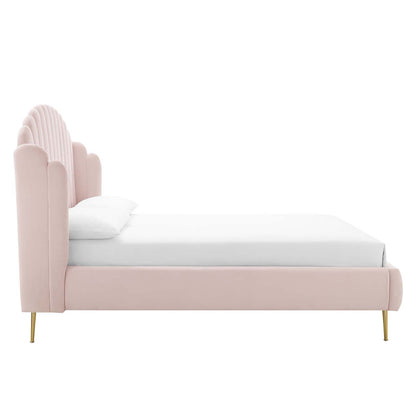 Lana Performance Velvet Wingback Platform Bed by Modway