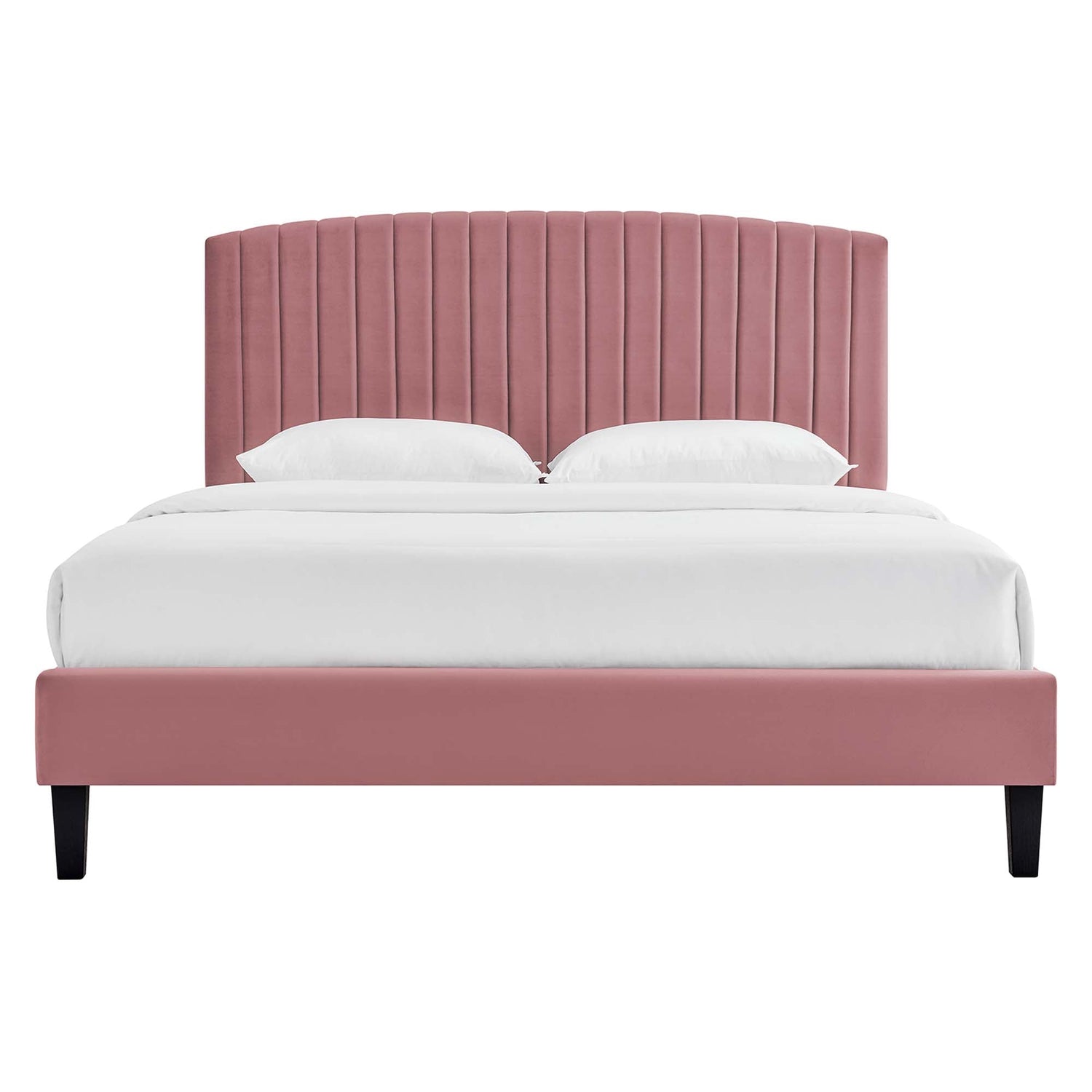 Alessi Performance Velvet Platform Bed With Black Wood Legs by Modway