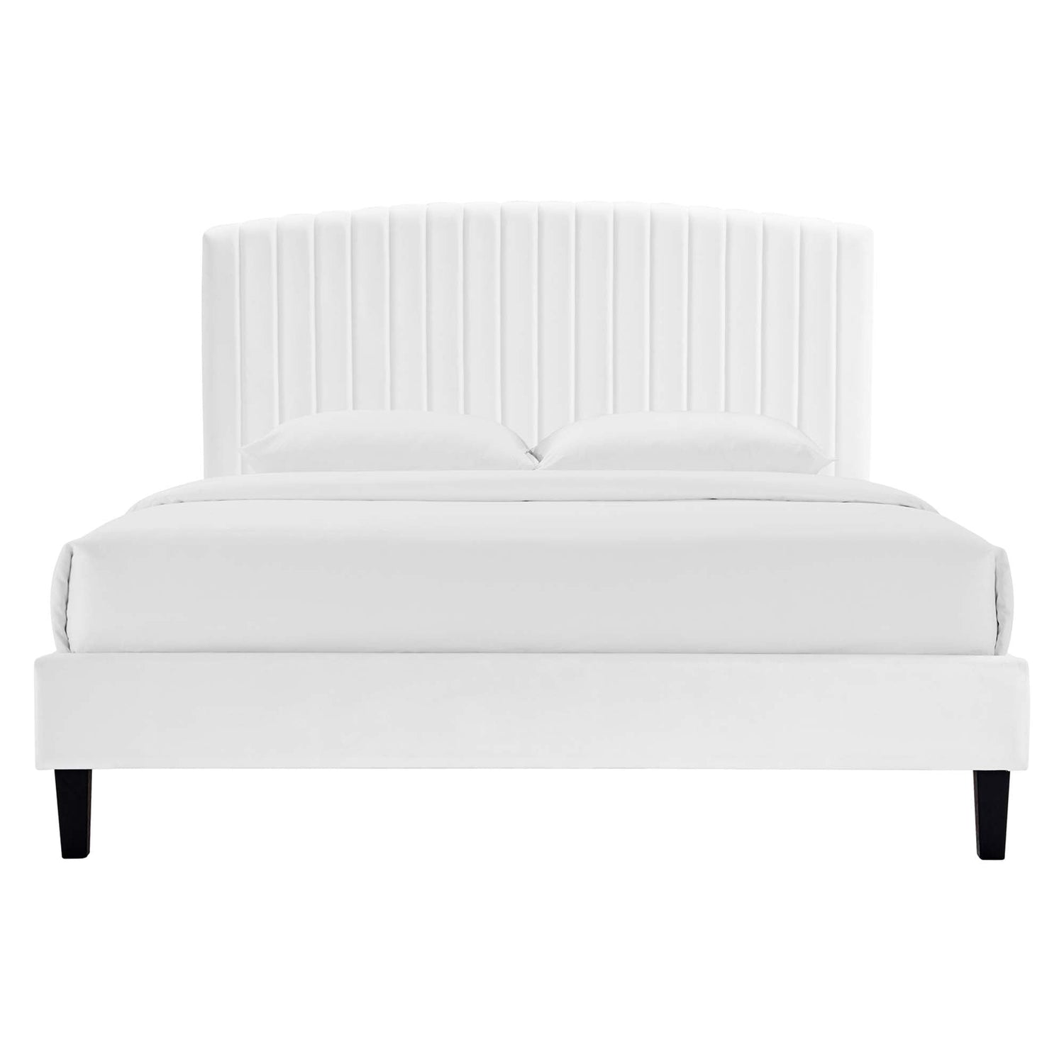 Alessi Performance Velvet Platform Bed With Black Wood Legs by Modway