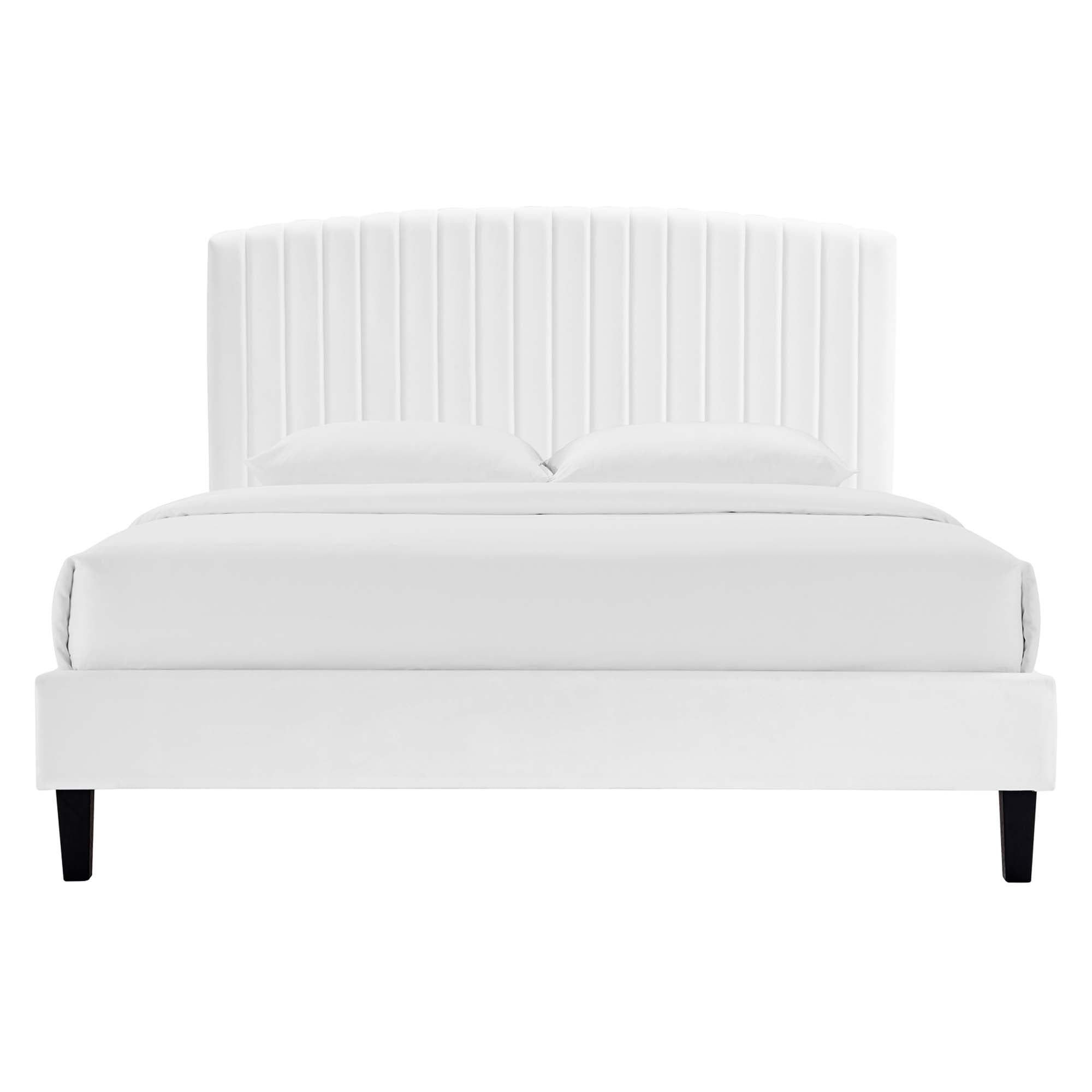 Alessi Performance Velvet Platform Bed With Black Wood Legs by Modway