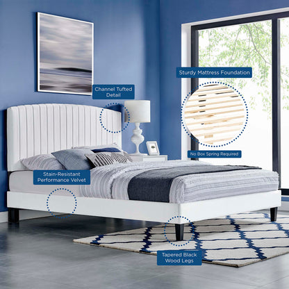 Alessi Performance Velvet Platform Bed With Black Wood Legs by Modway