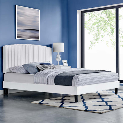Alessi Performance Velvet Platform Bed With Black Wood Legs by Modway