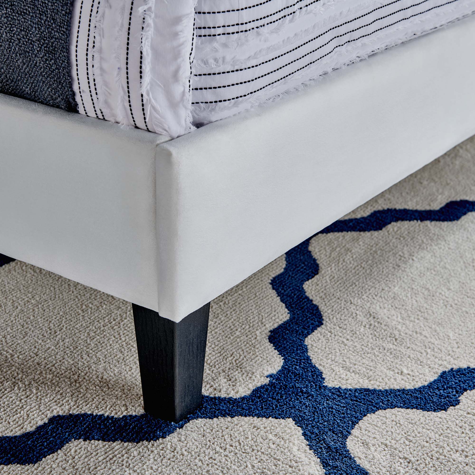 Roxanne Performance Velvet Platform Bed With Black Wood Legs by Modway