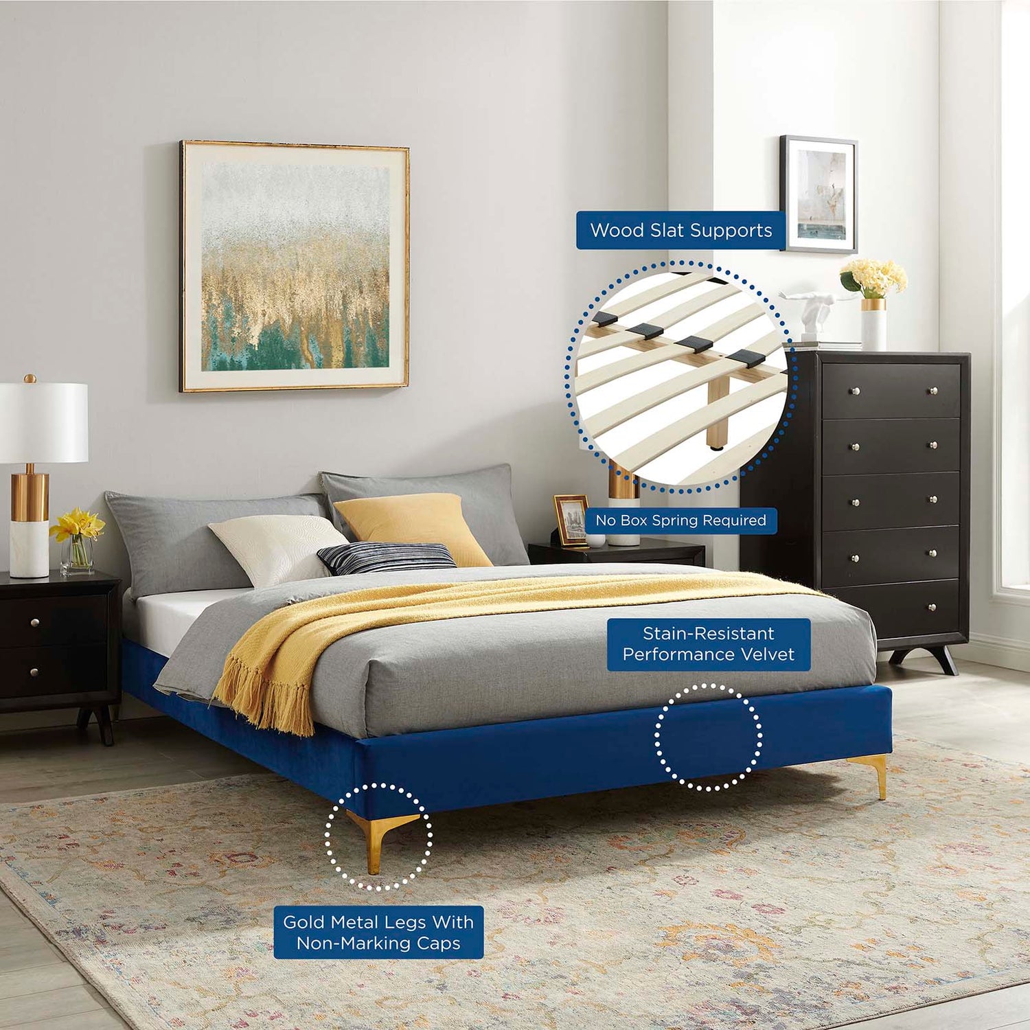 Sutton Performance Velvet Bed Frame By HouseBean