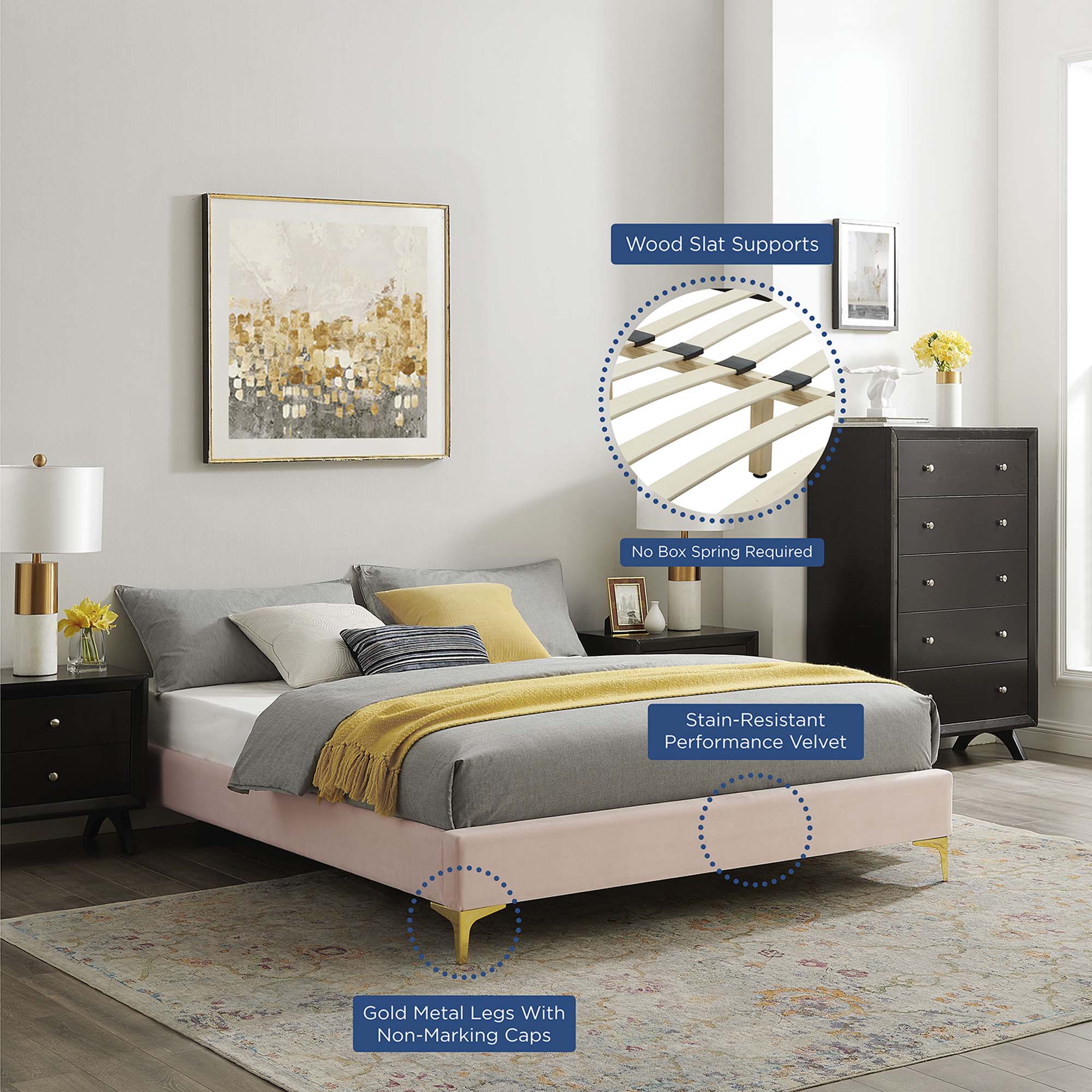 Sutton Performance Velvet Bed Frame by Modway