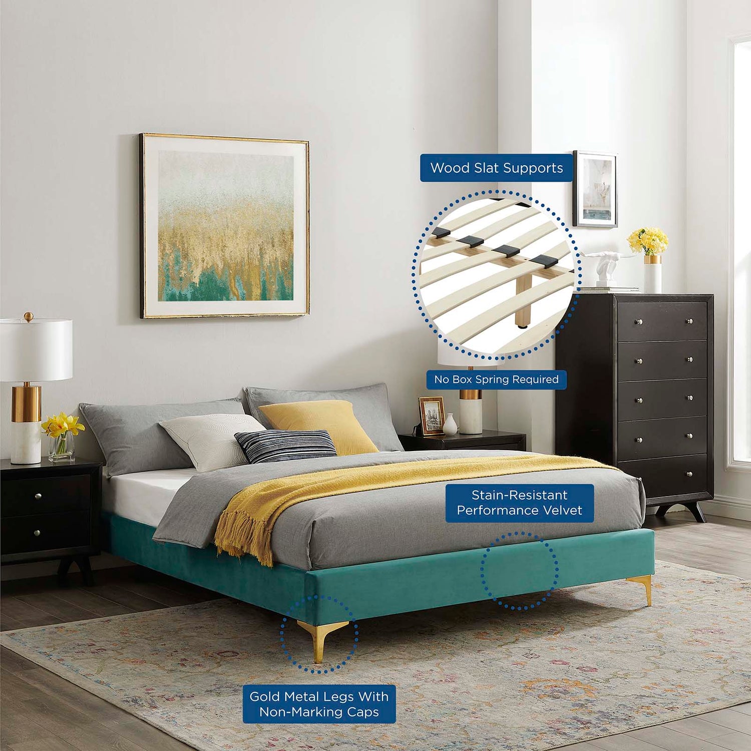 Sutton Performance Velvet Bed Frame By HouseBean