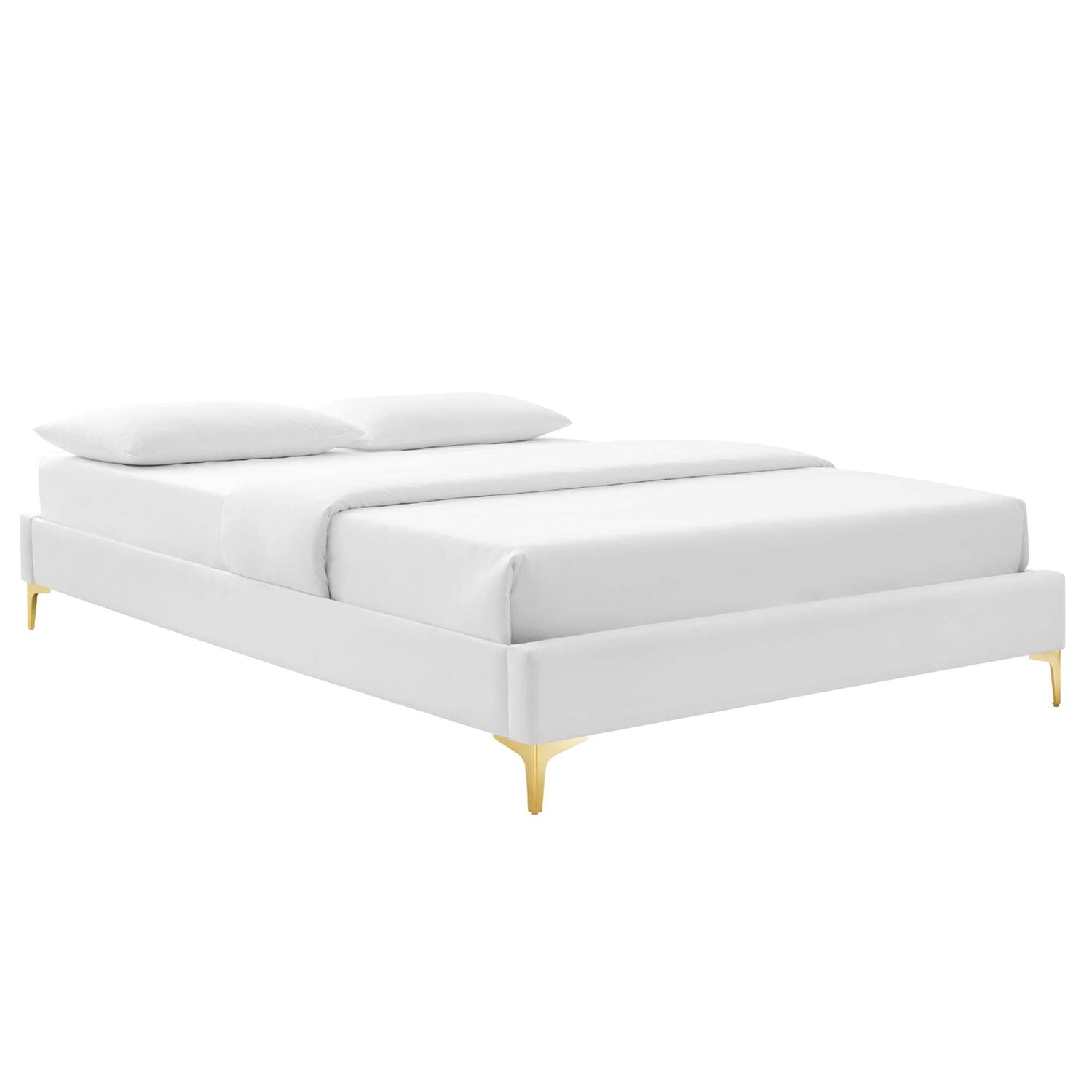 Gwyneth Tufted Performance Velvet Platform Bed With Gold Metal Legs by Modway