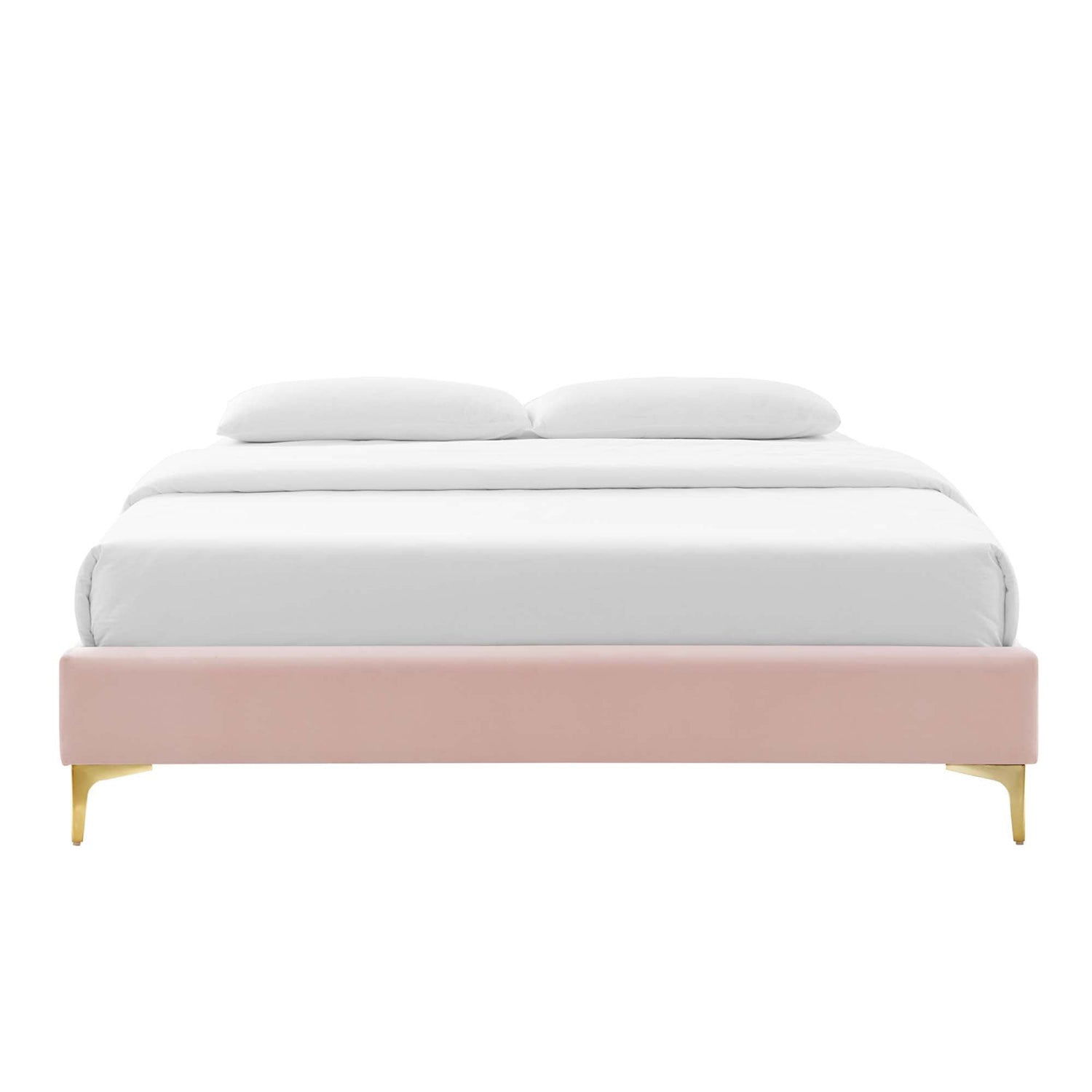 Elise Performance Velvet Platform Bed With Gold Metal Legs by Modway
