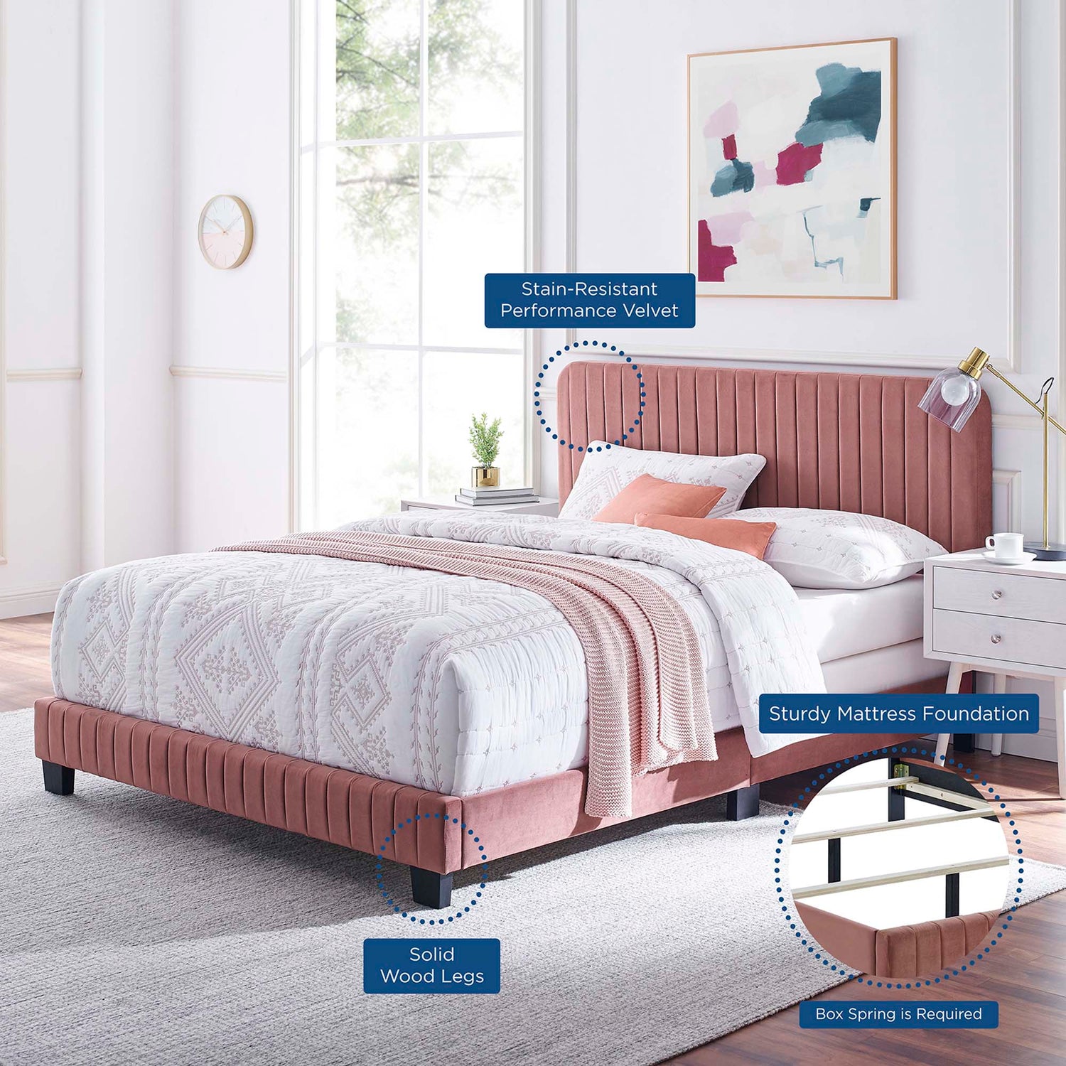 Celine Channel Tufted Performance Velvet Bed by Modway