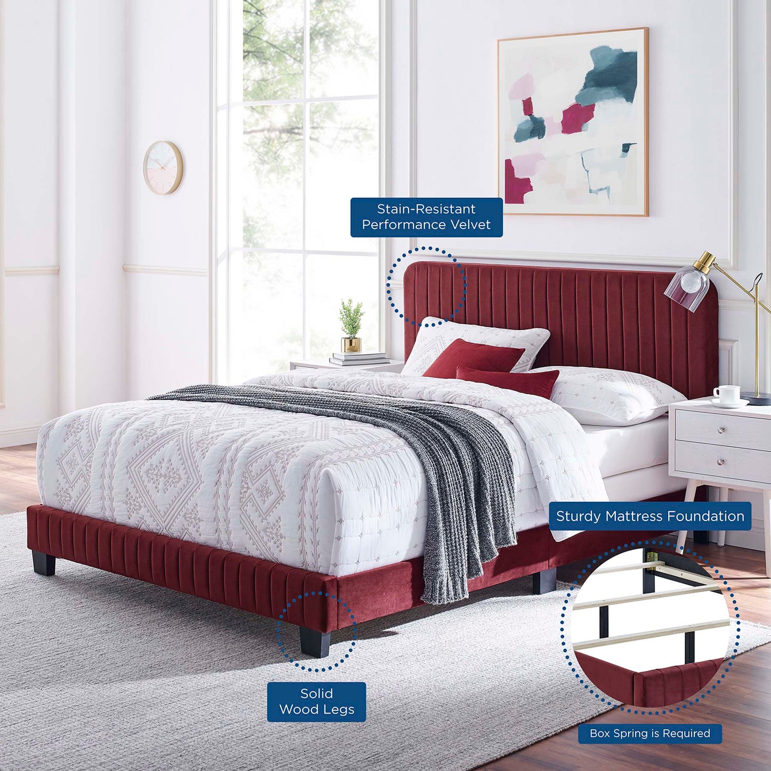Celine Channel Tufted Performance Velvet Bed by Modway