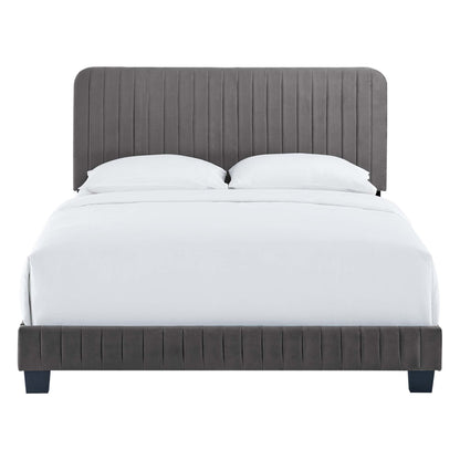 Celine  Channel Tufted Performance Velvet  Platform Bed