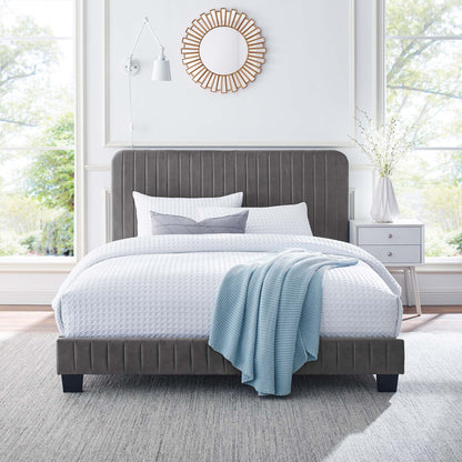 Celine  Channel Tufted Performance Velvet  Platform Bed