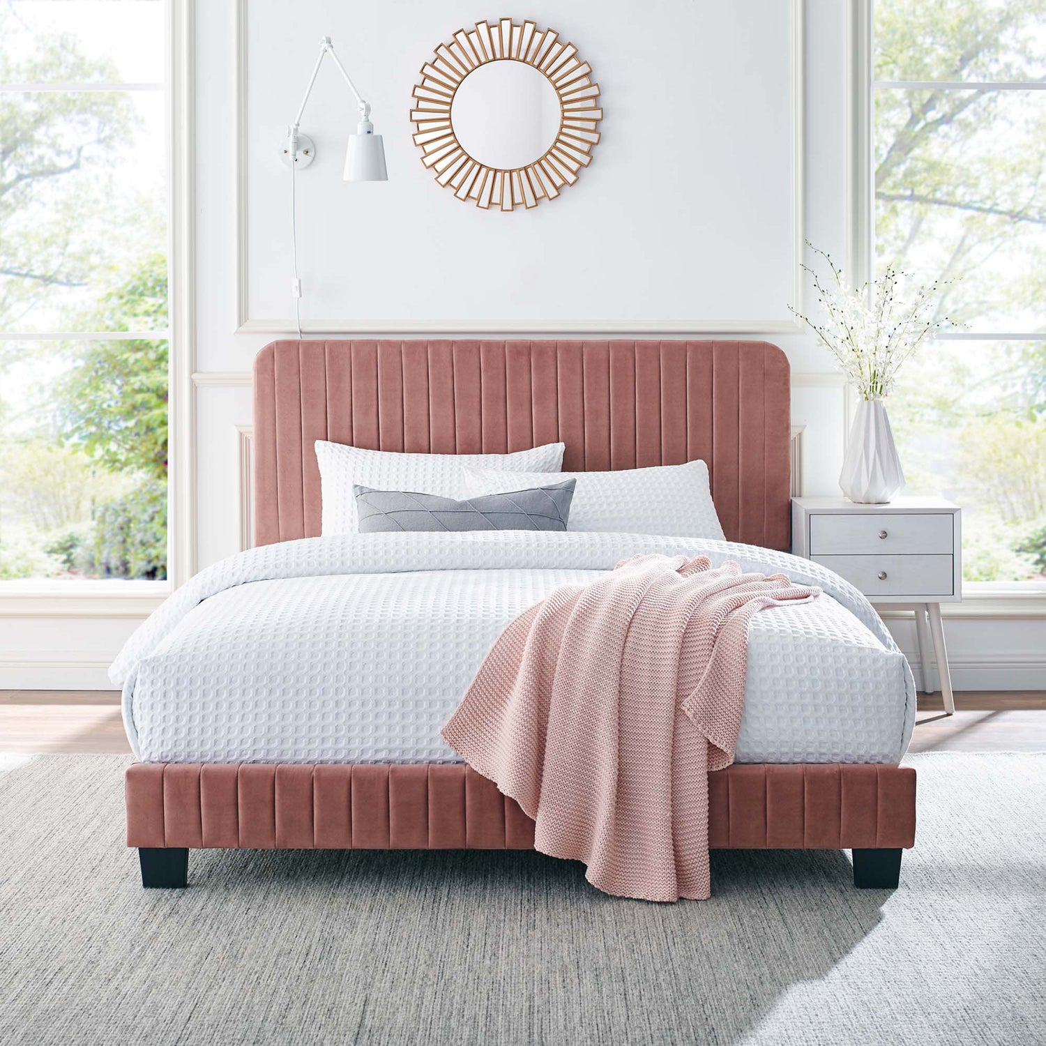 Celine  Channel Tufted Performance Velvet  Platform Bed