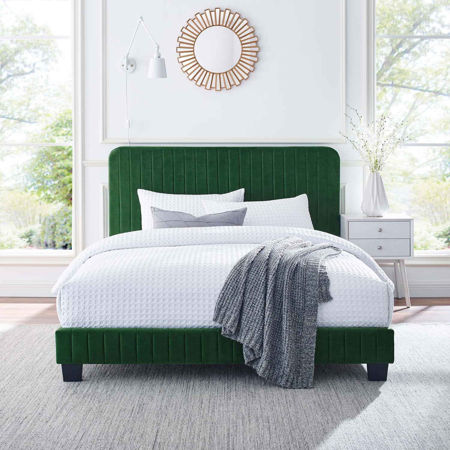 Celine  Channel Tufted Performance Velvet  Platform Bed