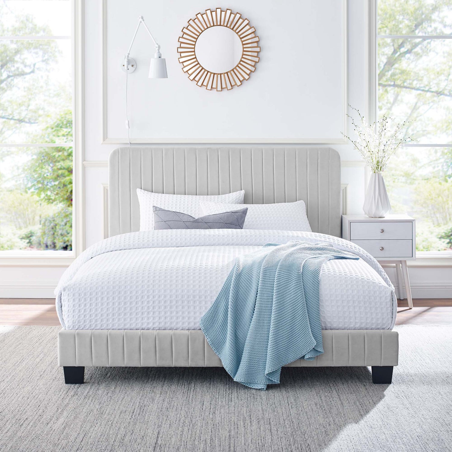 Celine  Channel Tufted Performance Velvet  Platform Bed
