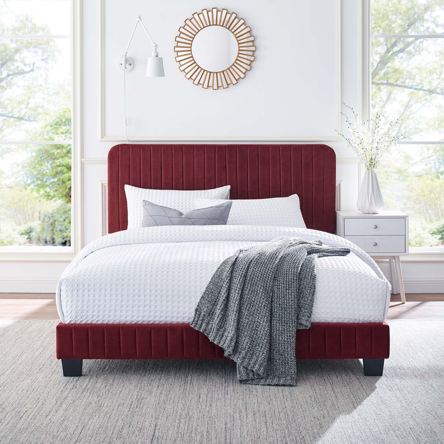 Celine  Channel Tufted Performance Velvet  Platform Bed