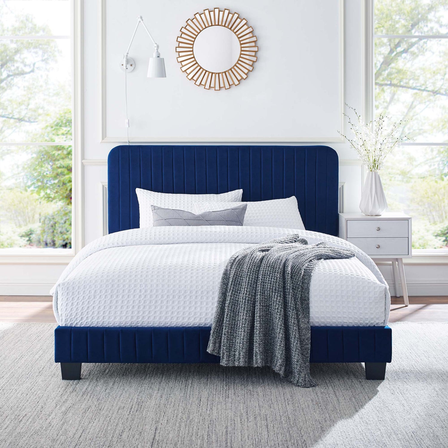 Celine  Channel Tufted Performance Velvet  Platform Bed