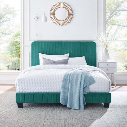Celine  Channel Tufted Performance Velvet  Platform Bed