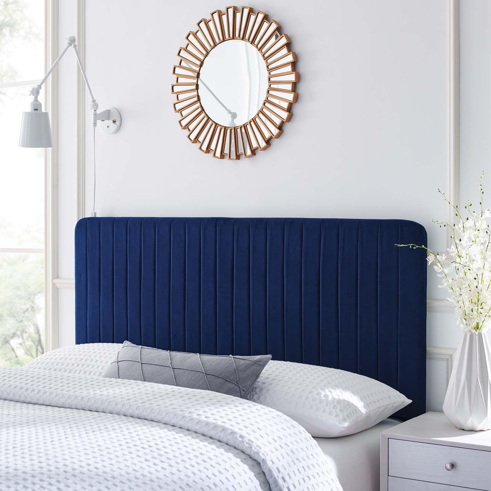 Milenna Channel Tufted Performance Velvet Headboard By HouseBean