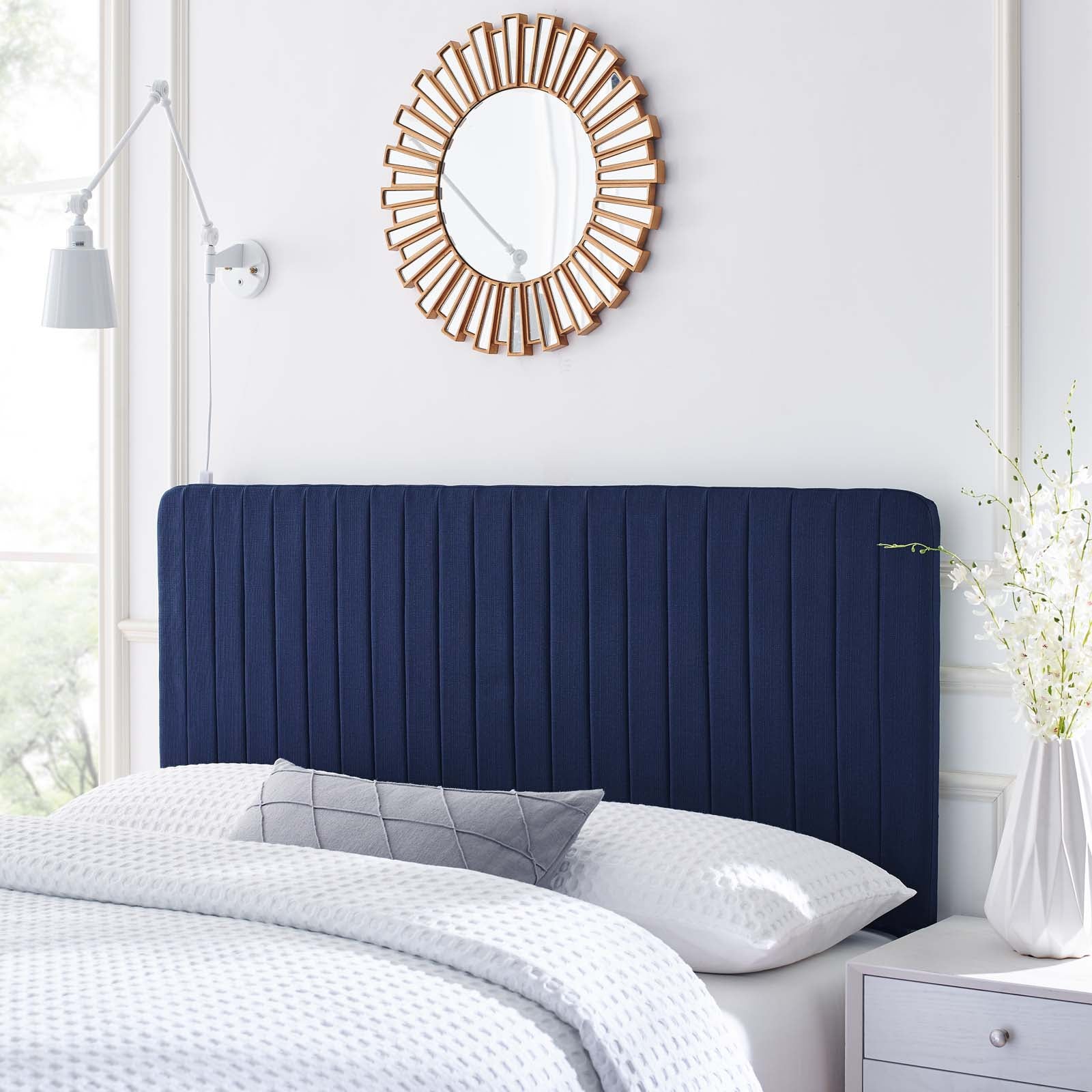 Milenna Channel Tufted Upholstered Fabric Headboard By HouseBean