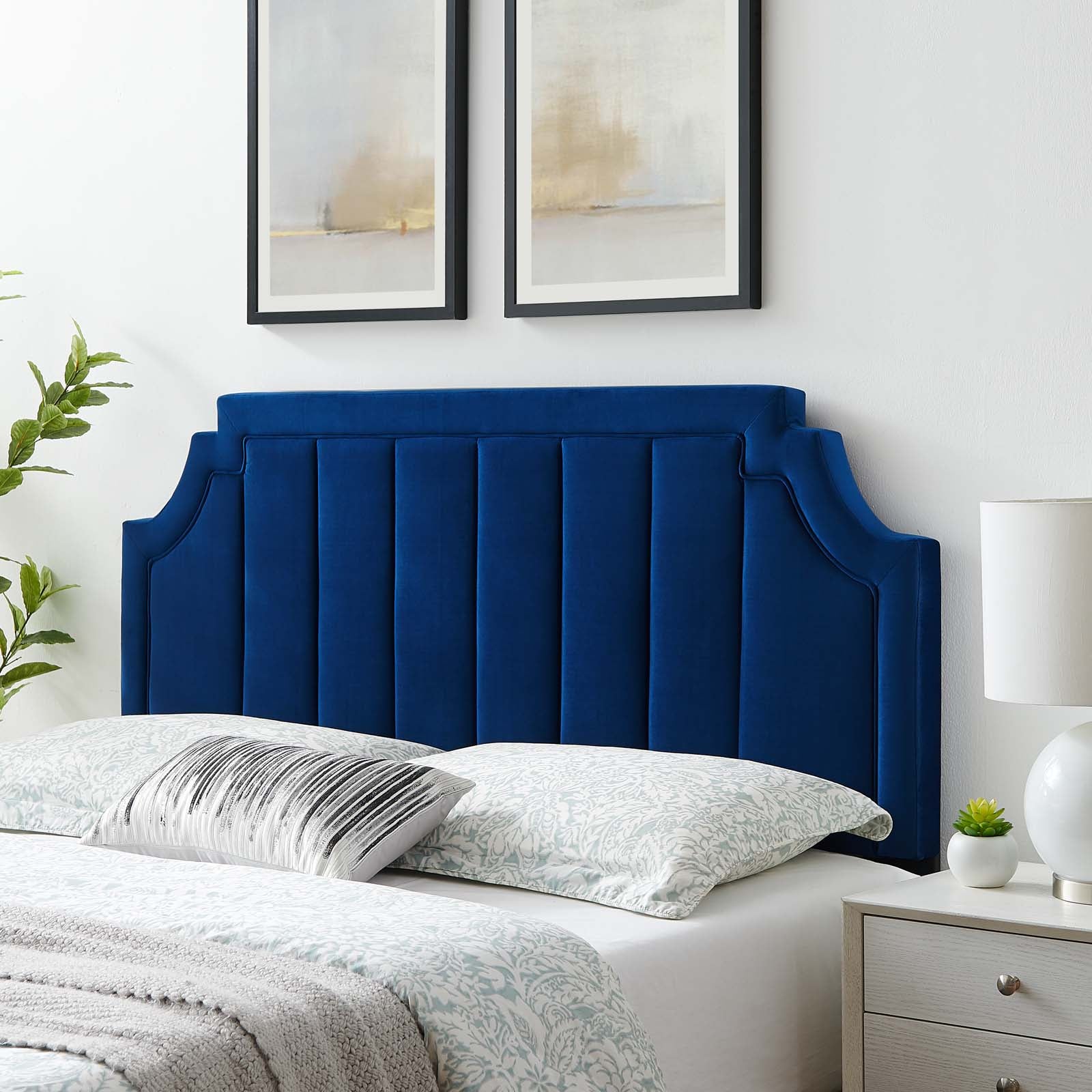 Alyona Channel Tufted Performance Velvet Headboard By HouseBean