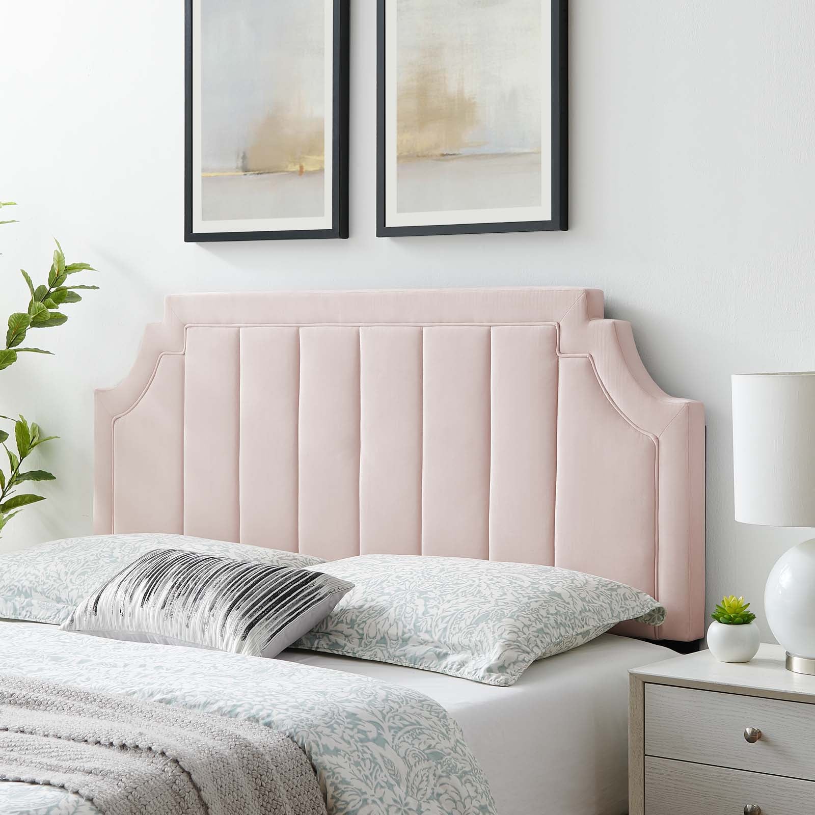 Alyona Channel Tufted Performance Velvet Headboard By HouseBean