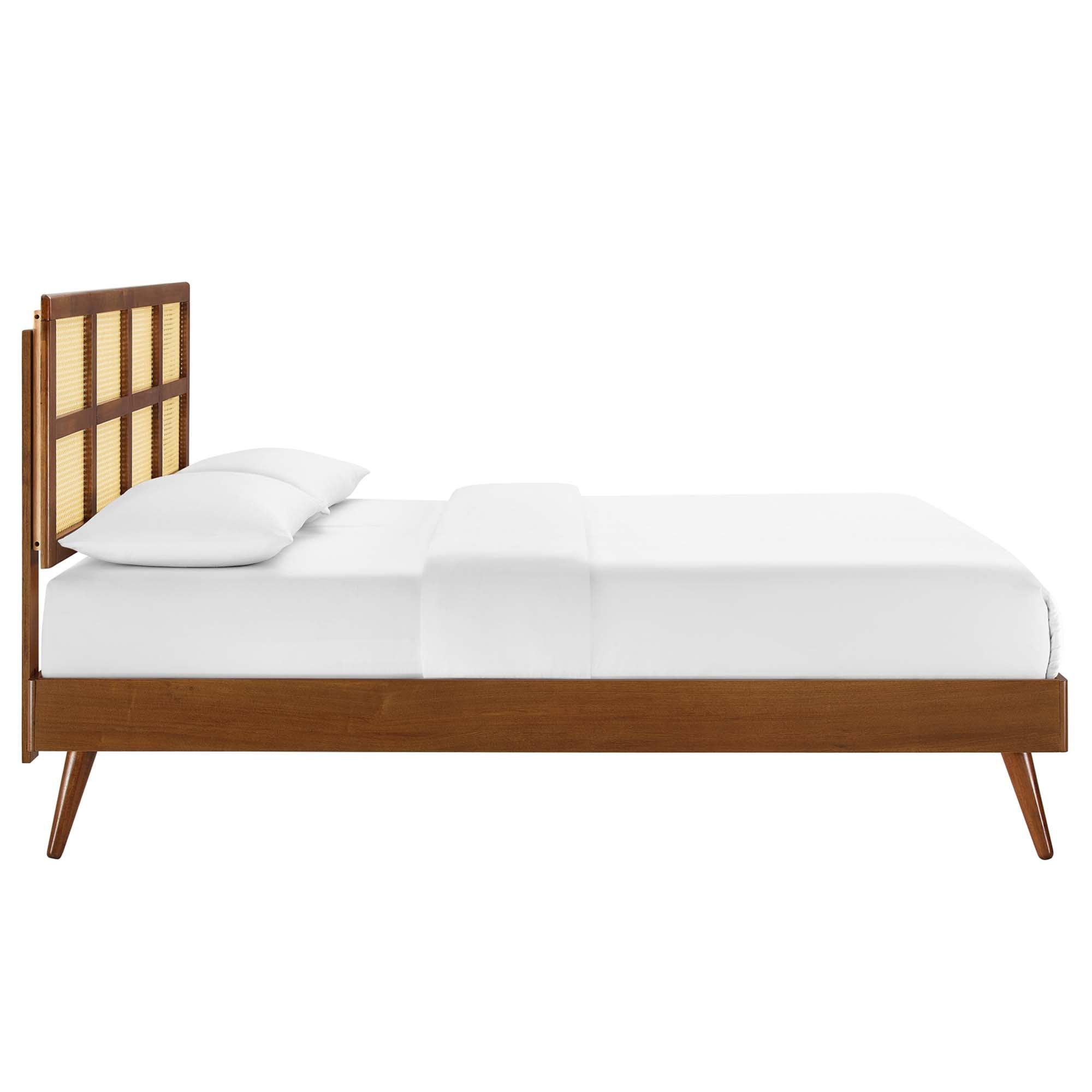 Sidney Cane and Wood Platform Bed With Splayed Legs by Modway