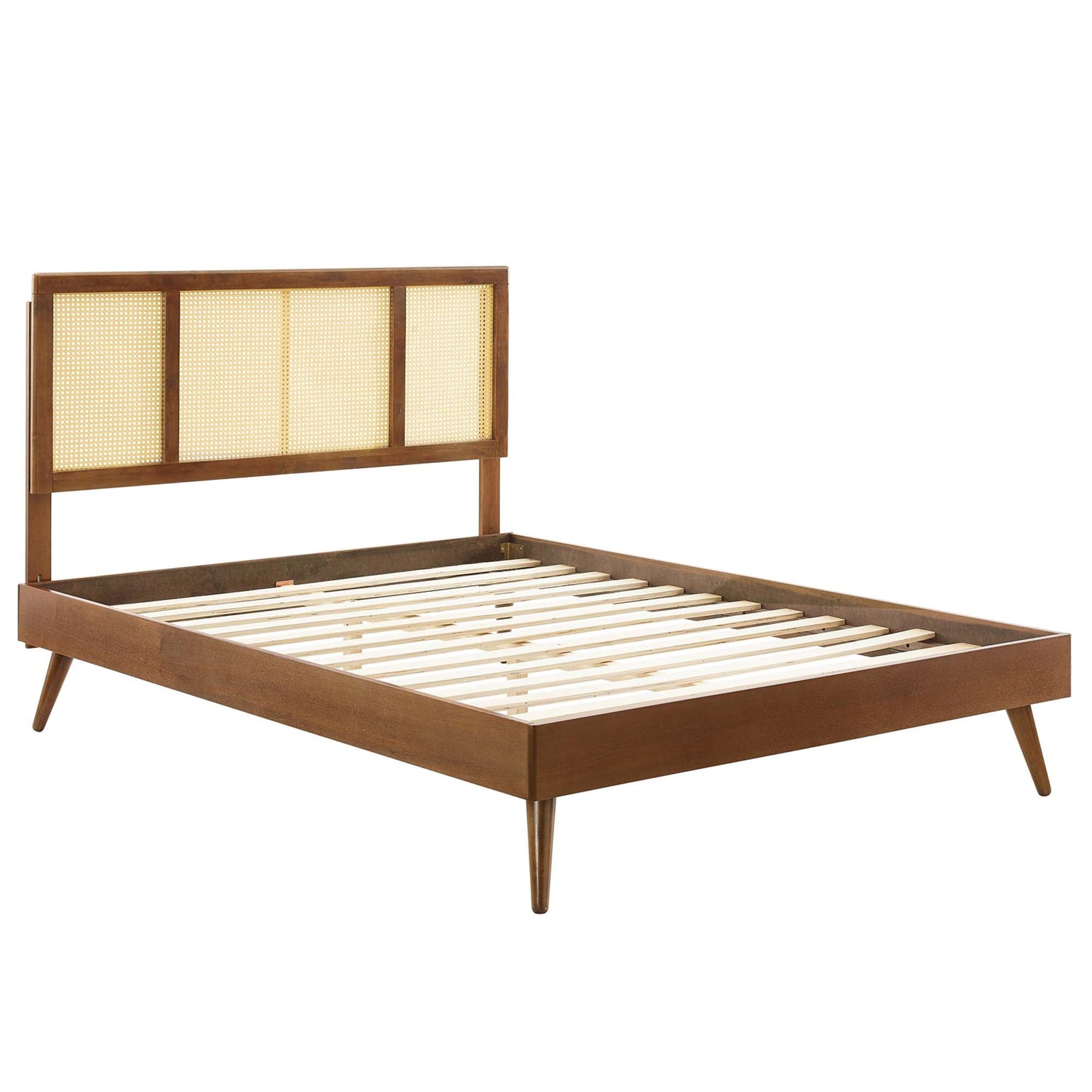 Kelsea Cane and Wood Platform Bed With Splayed Legs by Modway