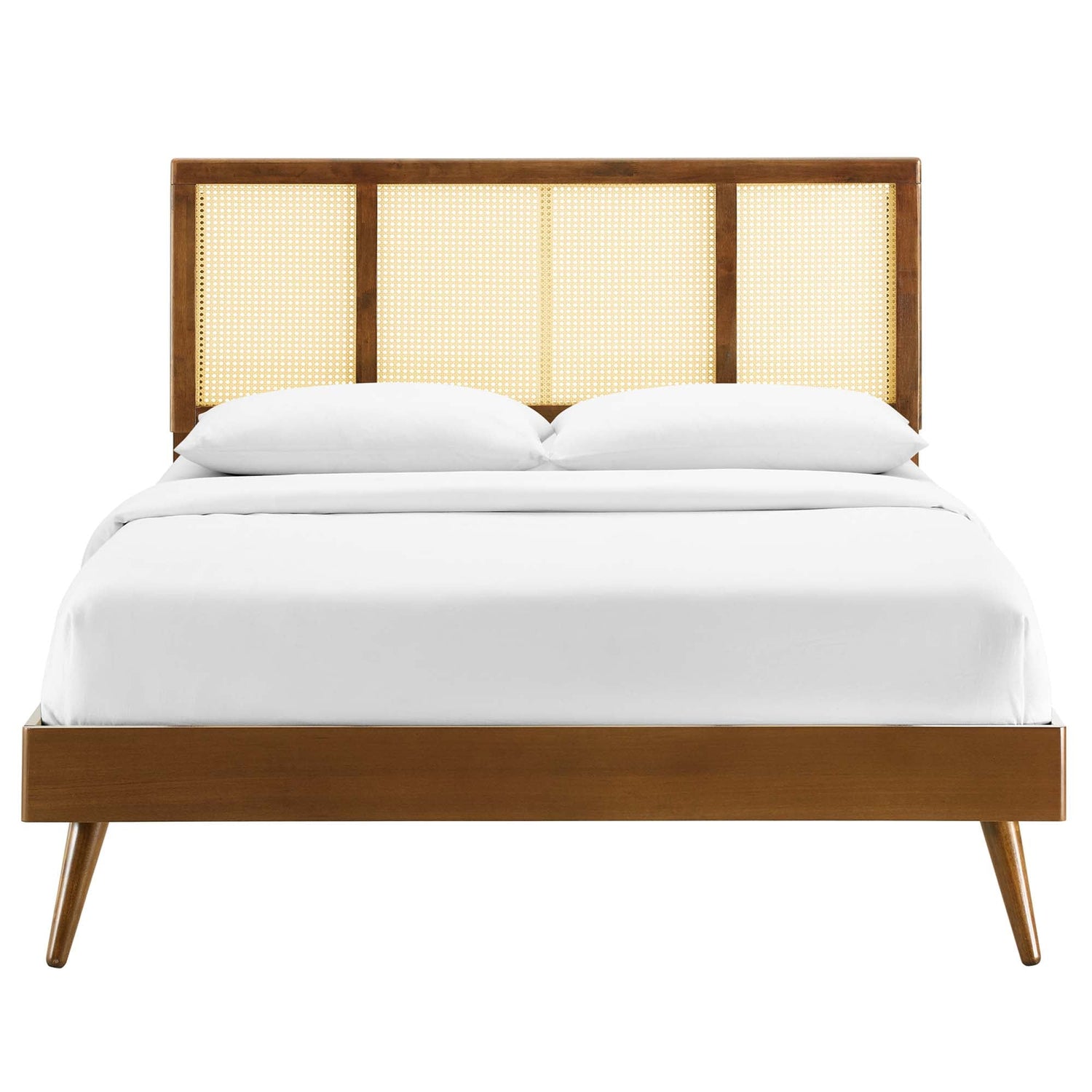 Kelsea Cane and Wood Platform Bed With Splayed Legs by Modway