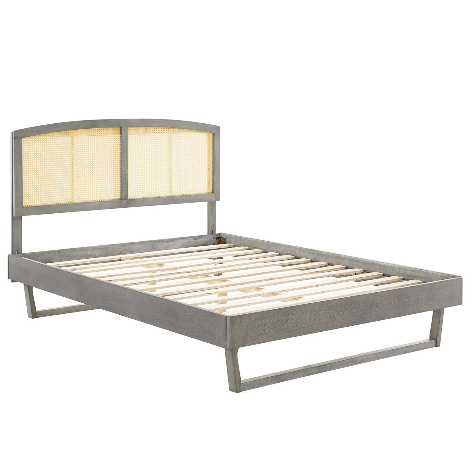 Sierra Cane and Wood Platform Bed With Angular Legs by Modway