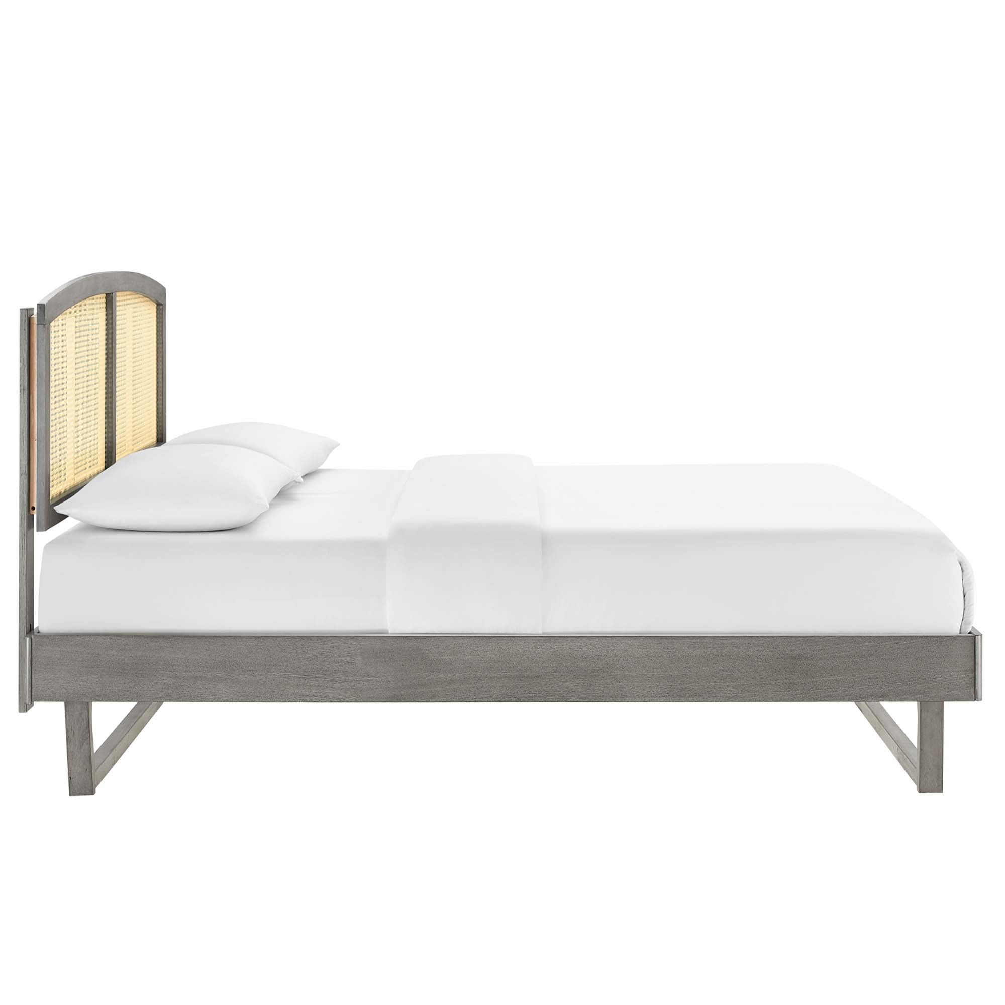 Sierra Cane and Wood Platform Bed With Angular Legs by Modway