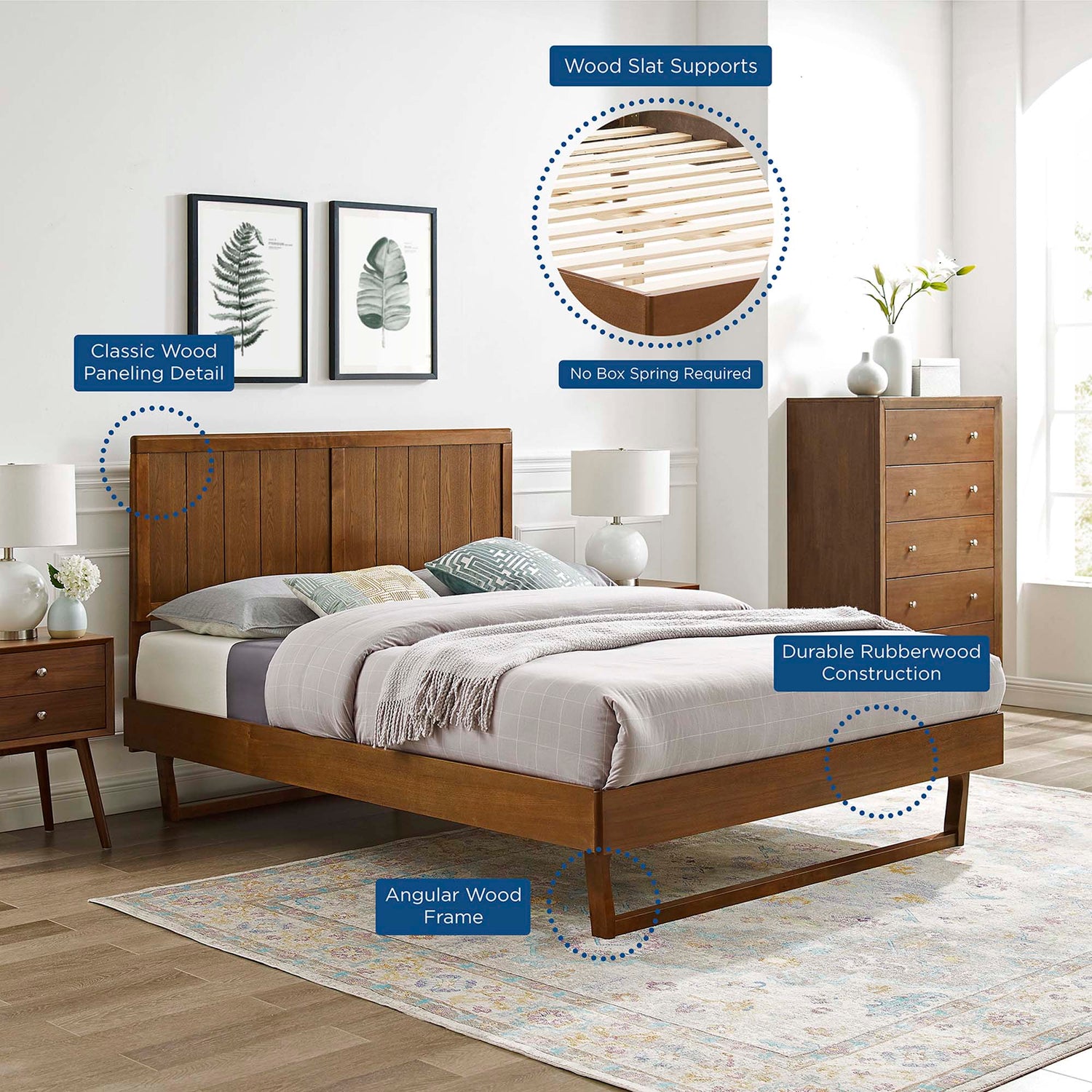 Alana Wood Platform Bed With Angular Frame by Modway