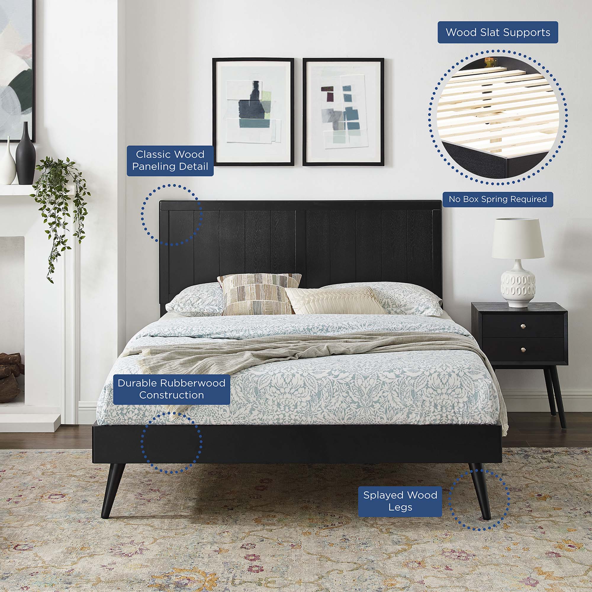 Alana Wood Platform Bed With Splayed Legs by Modway