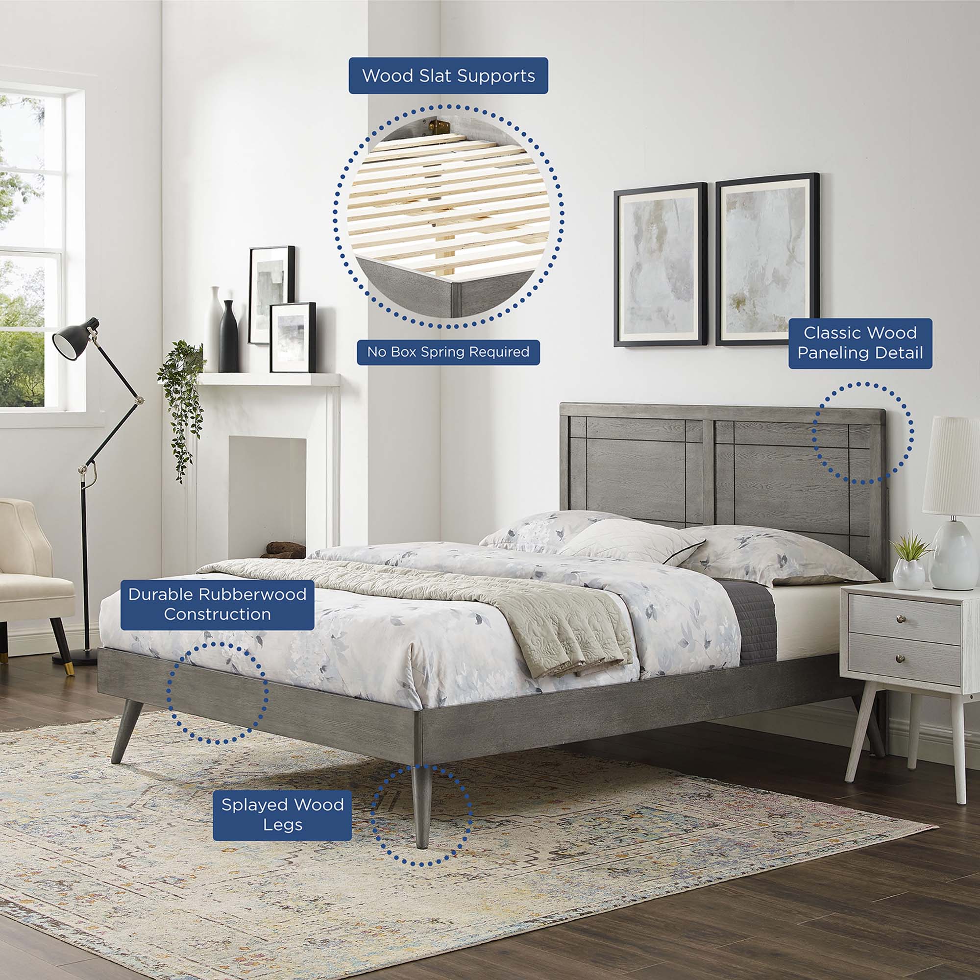 Marlee Wood Platform Bed With Splayed Legs by Modway