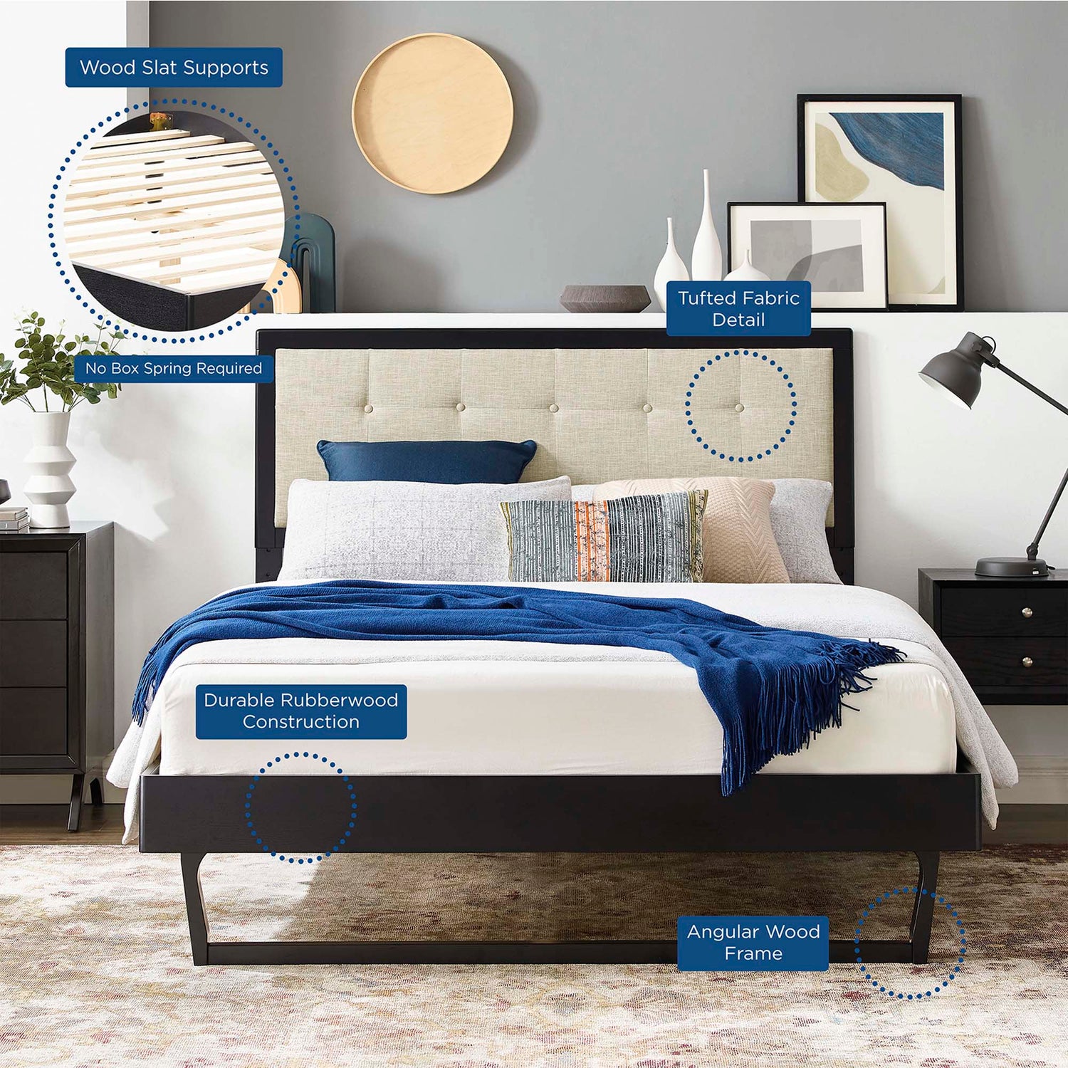 Willow Wood Platform Bed With Angular Frame by Modway