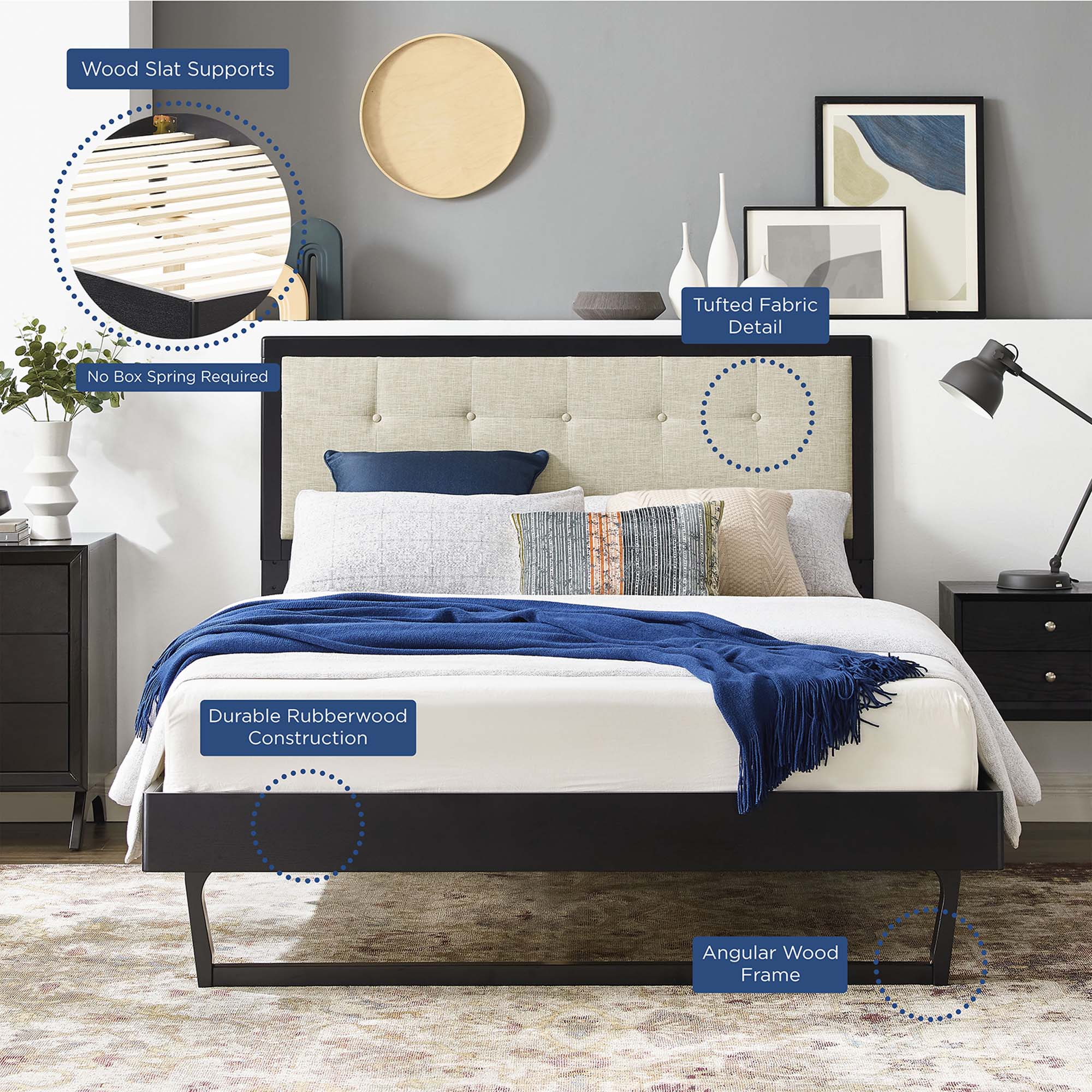 Willow Wood Platform Bed With Angular Frame by Modway