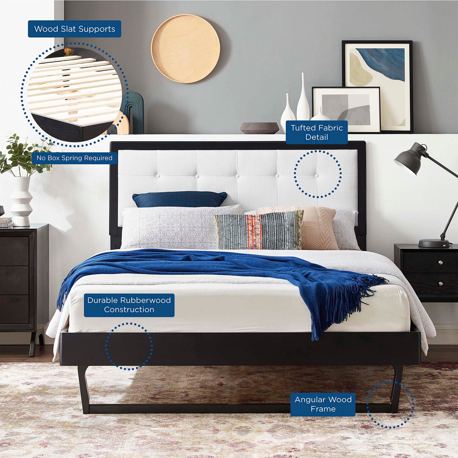 Willow Wood Platform Bed With Angular Frame by Modway