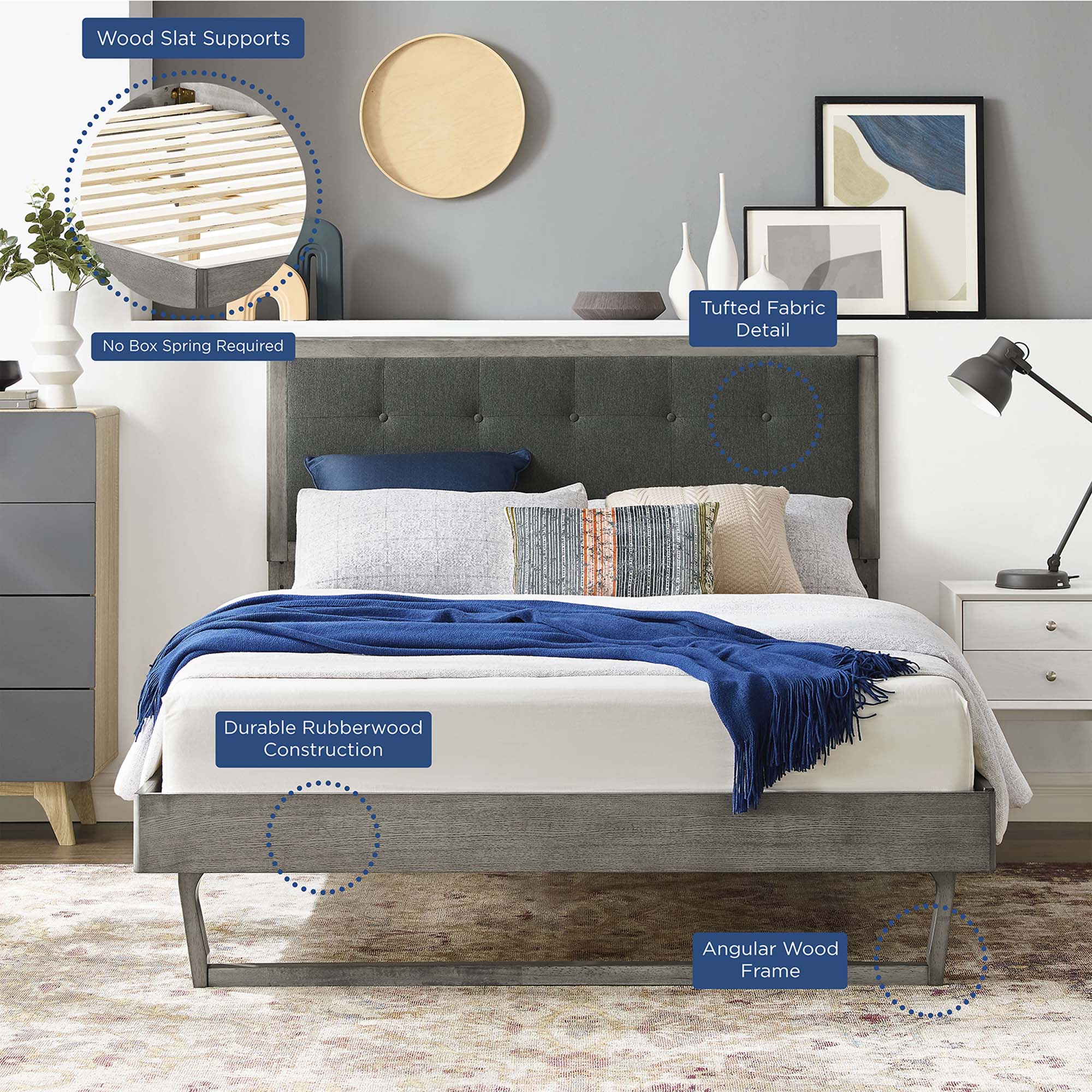 Willow Wood Platform Bed With Angular Frame by Modway
