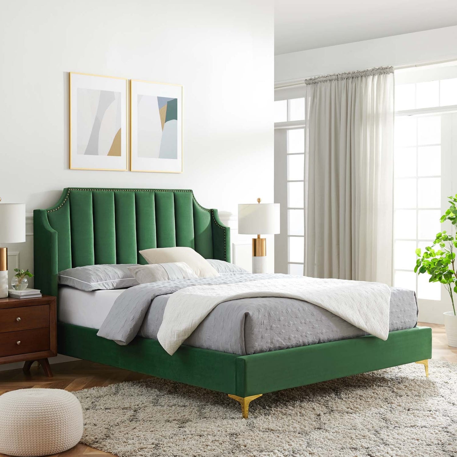 Daniella Performance Velvet Platform Bed By HouseBean