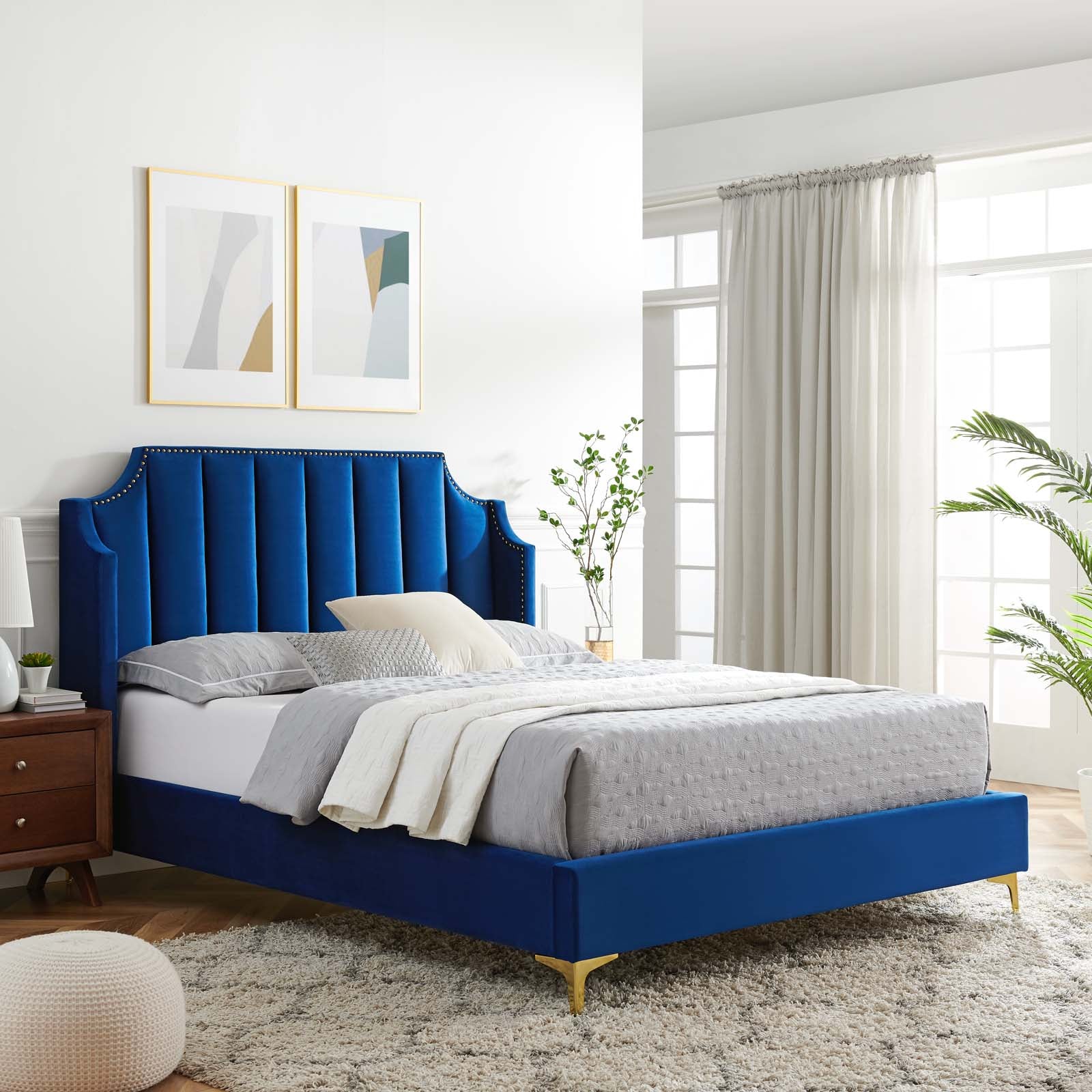 Daniella Performance Velvet Platform Bed By HouseBean