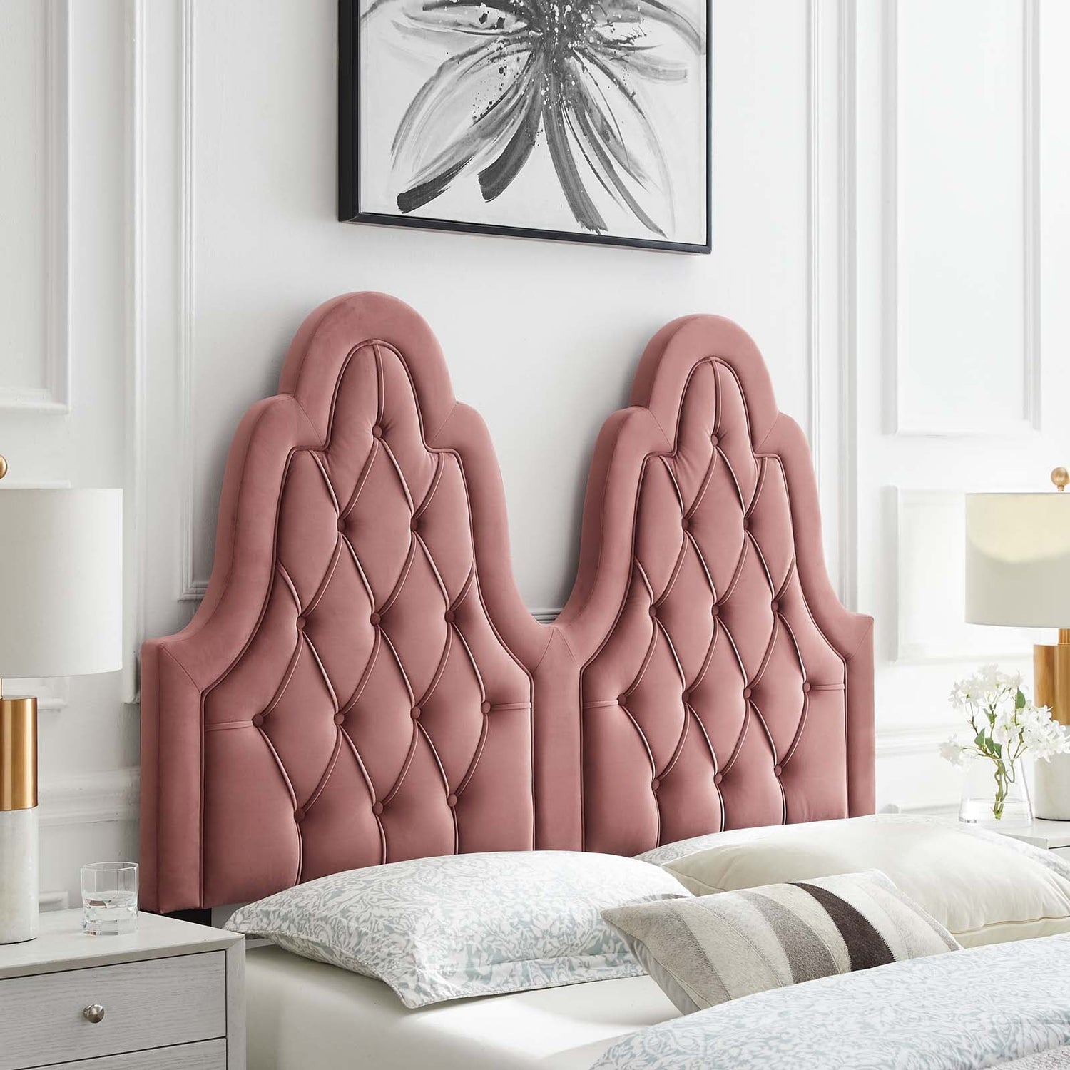 Augustine Tufted Performance Velvet Headboard By HouseBean